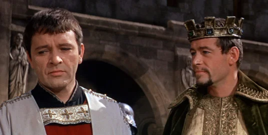 Actors Richard Burton, left, and Peter O'Toole portrayed, respectively, Thomas Becket and Henry II in the 1964 film Becket.