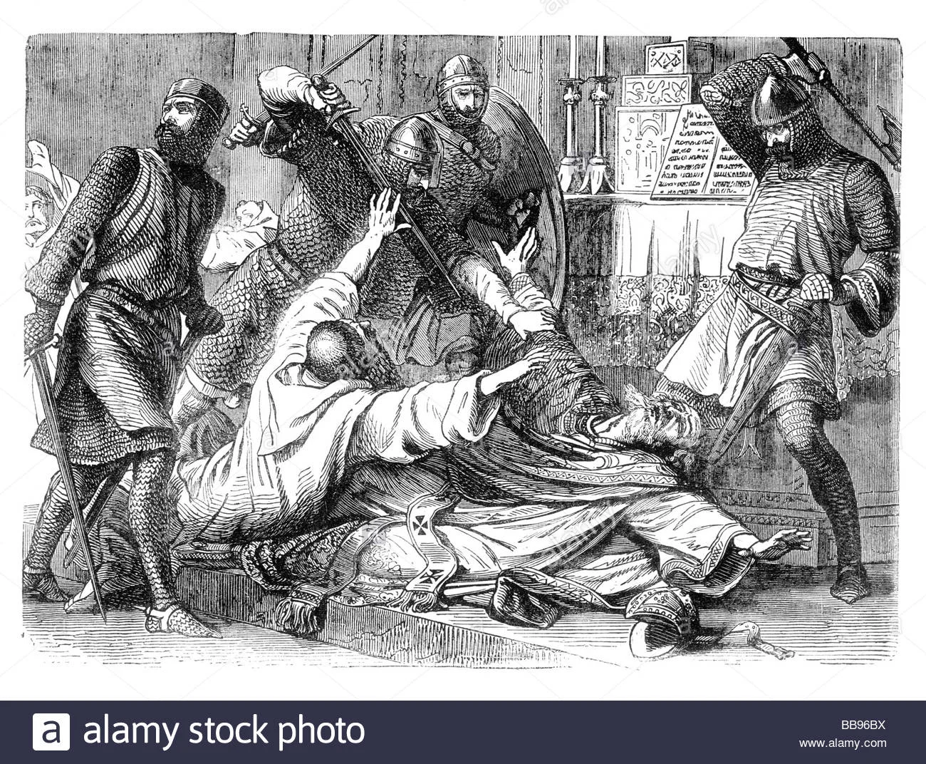 An implied command resulted in the assassination of Becket on the altar of Canterbury Cathedral in 1170.