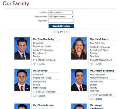 Gow faculty profiles, before.