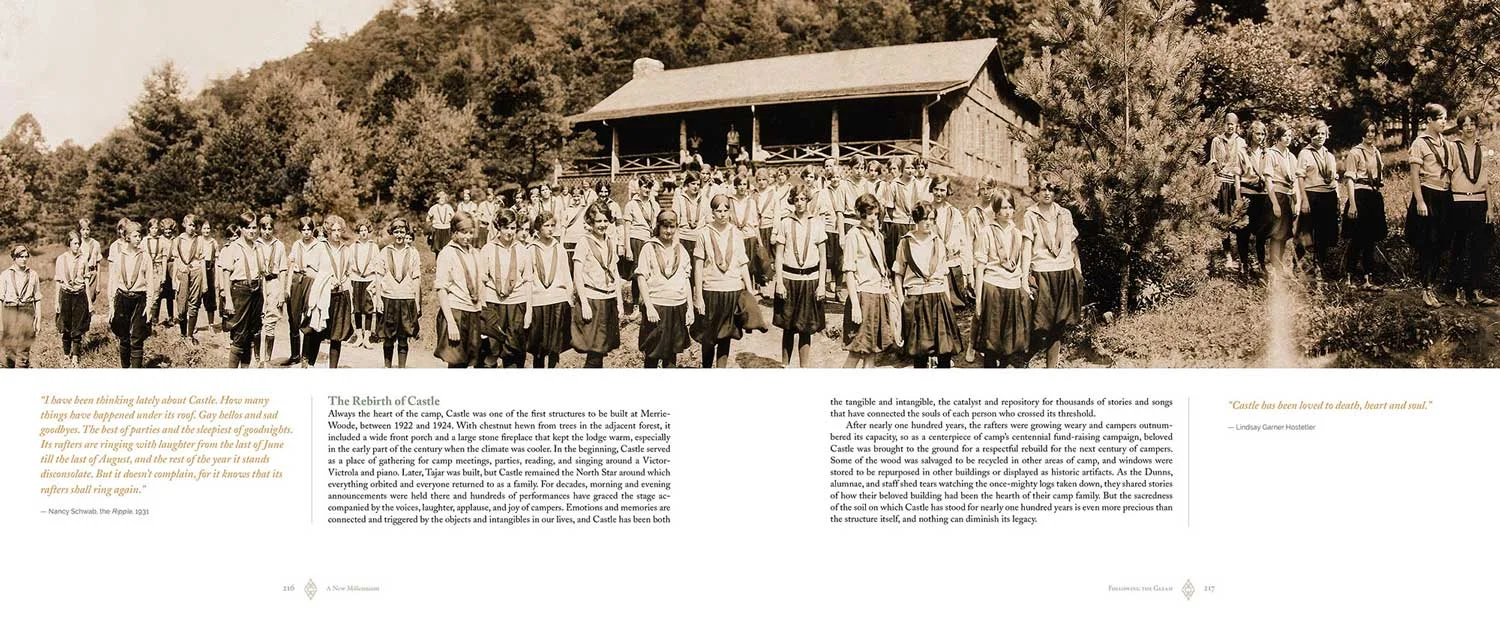Camp Merrie-Woode had an extensive archive of photographs to draw from. The above photograph inspired us to recreate a big group photo for the camp. Here is a link to a blog about that photograph: The Big Picture