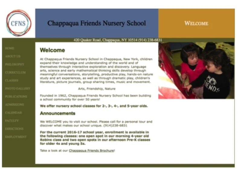 Chappaqua friends website before the redesign.