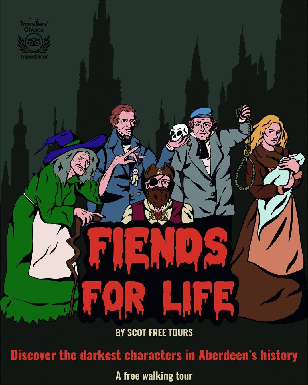 This week sees the start of our free dark history tour, Fiends for Life.

Discover the the darkest characters in Aberdeen&rsquo;s history with this free tour of the city's most notorious witches, murderers and ghosts. If you love gory grisly history,