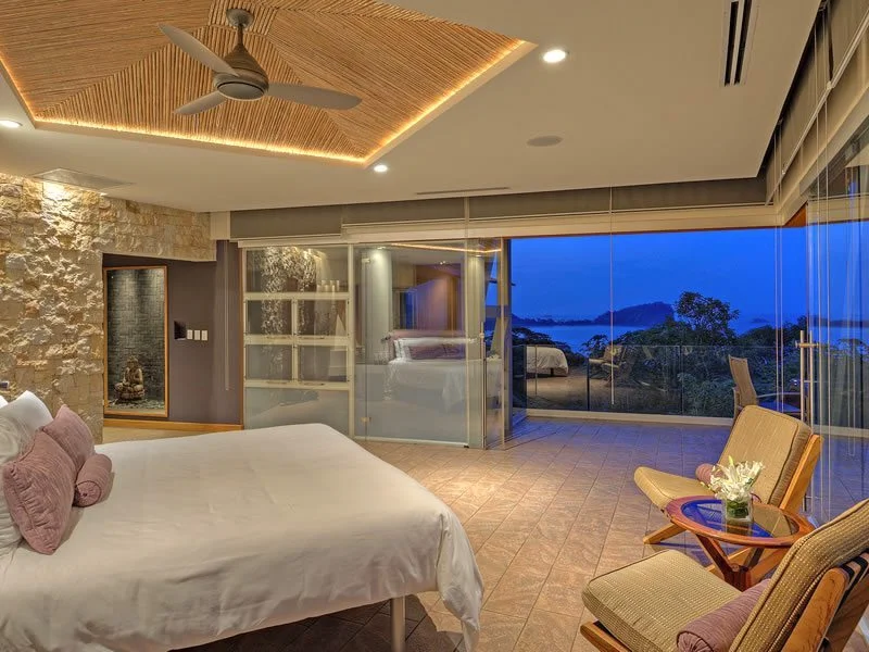 Luxury guest accommodations at Villa Punto de Vista with gorgeous ocean views.
