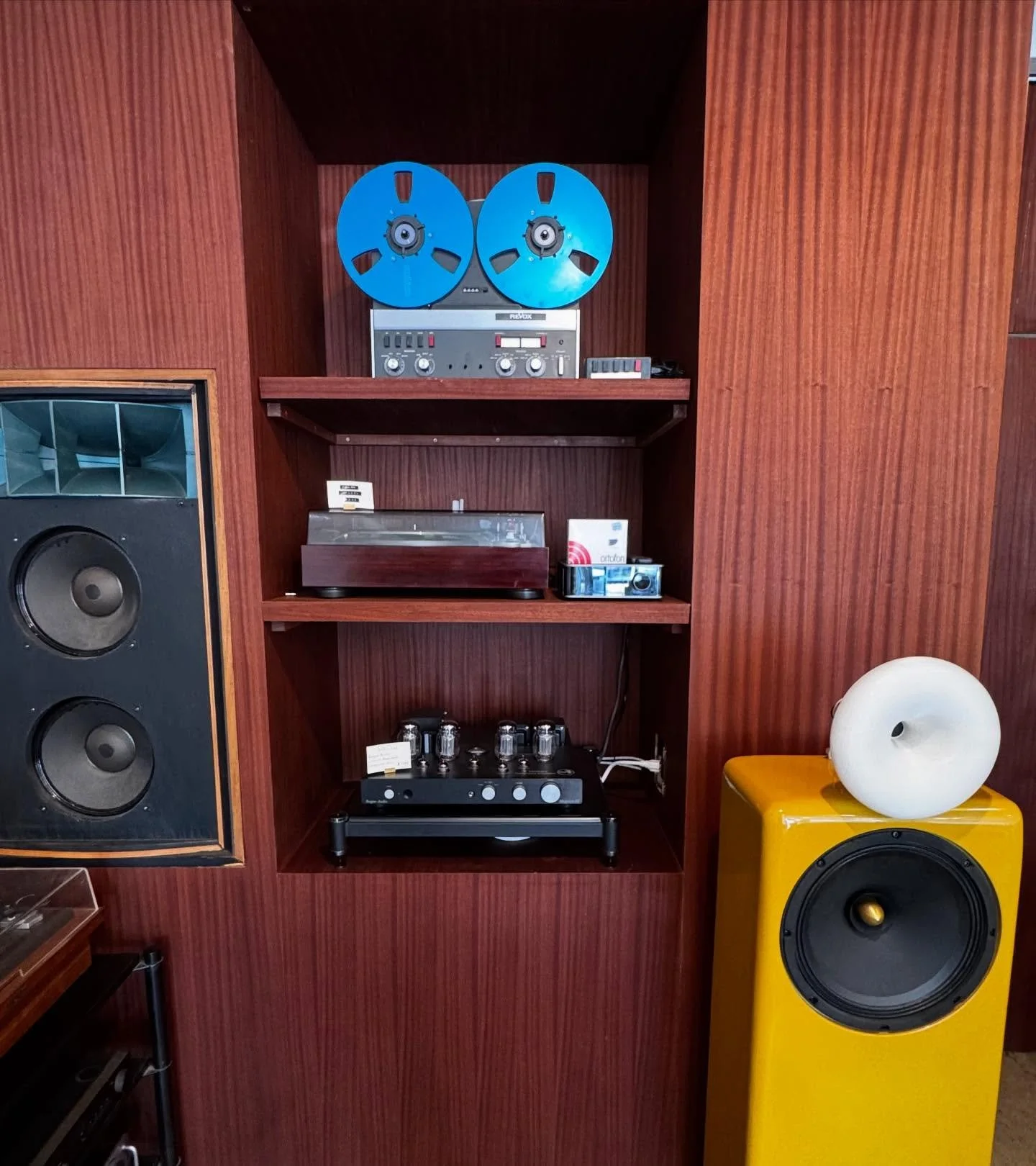 Out now, Revox A77 Reel to Reel, tape machine. Comes with remote control, original box and all packing materials in excellent condition. come down and take a listen.