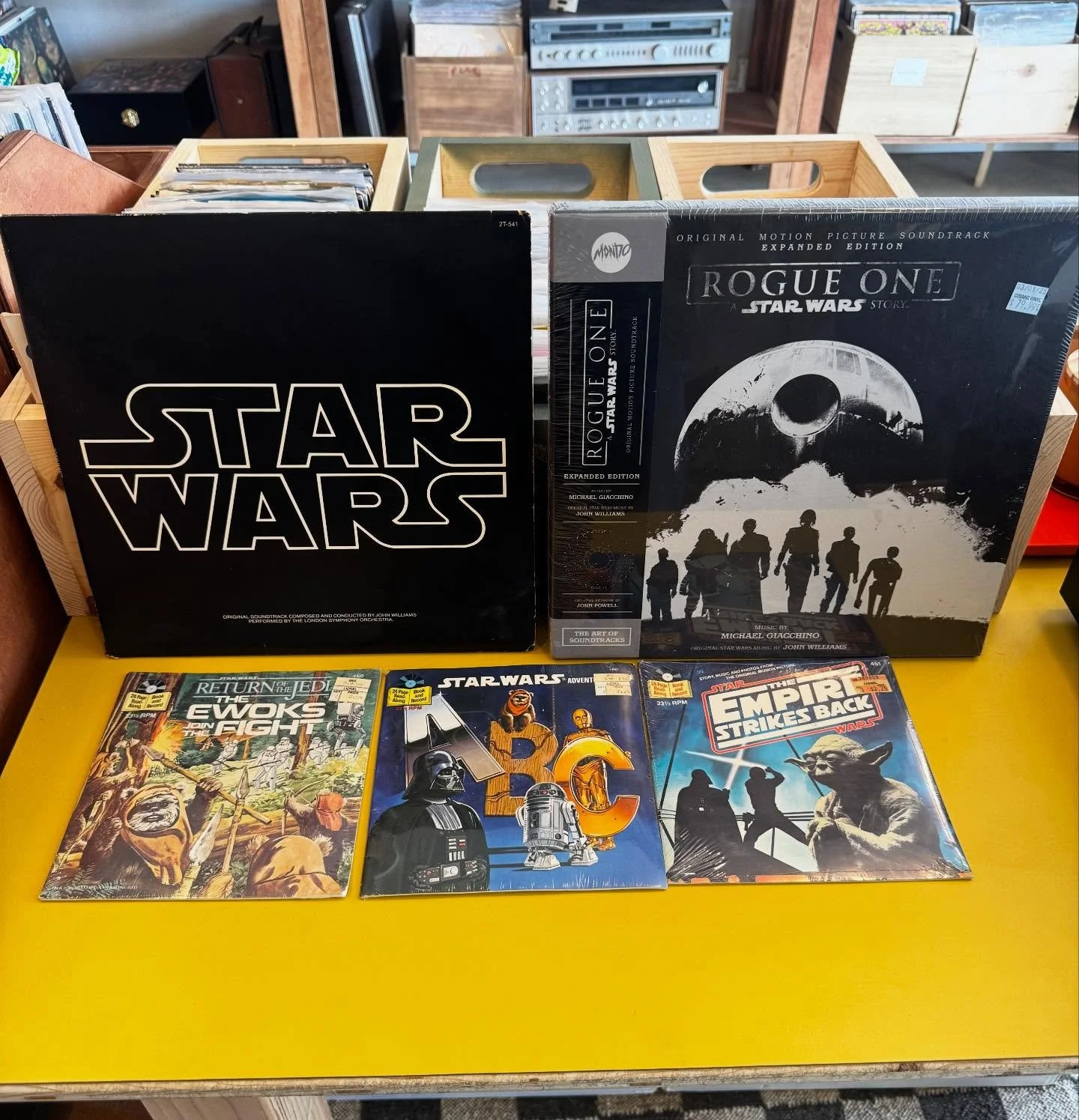 May the 4th be with y'all. 10% off all records, Cds, and cassettes today. Open until 8pm.  #starwars #records #vinyl #recordshop #eaglerock