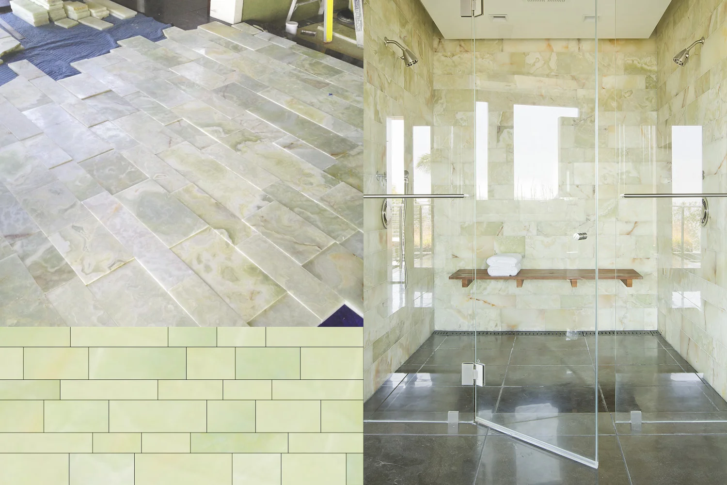tile design and layout + photography of completed shower