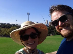 My Fringe sidekick, Will and I outside Adelaide’s Oval.