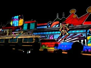 The National Gallery of Victoria’s exterior light show.
