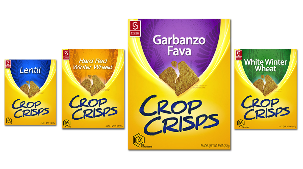 Crop Crisps : a Future Market concept product. Each cracker flavor is based on a different crop from the same four-crop rotational planting.