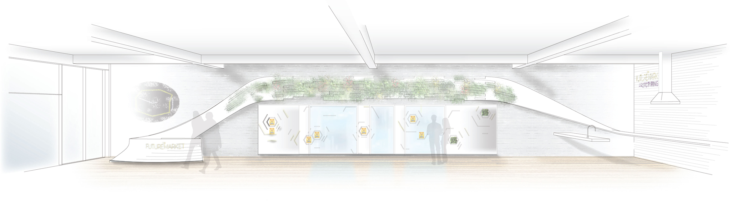 Future Market pop-up store concept rendering.