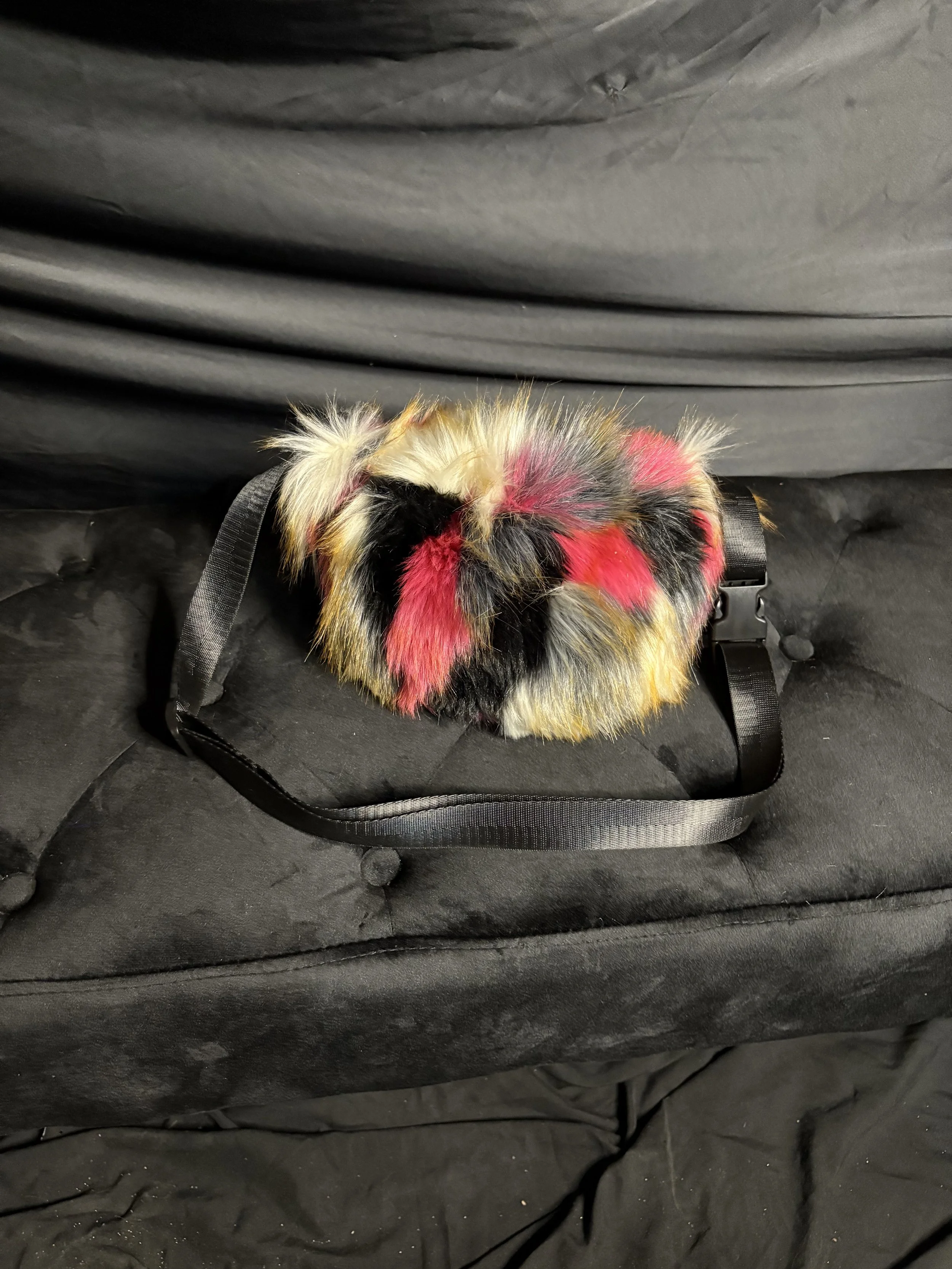 Pink Faux Fur Mix Fanny Pack