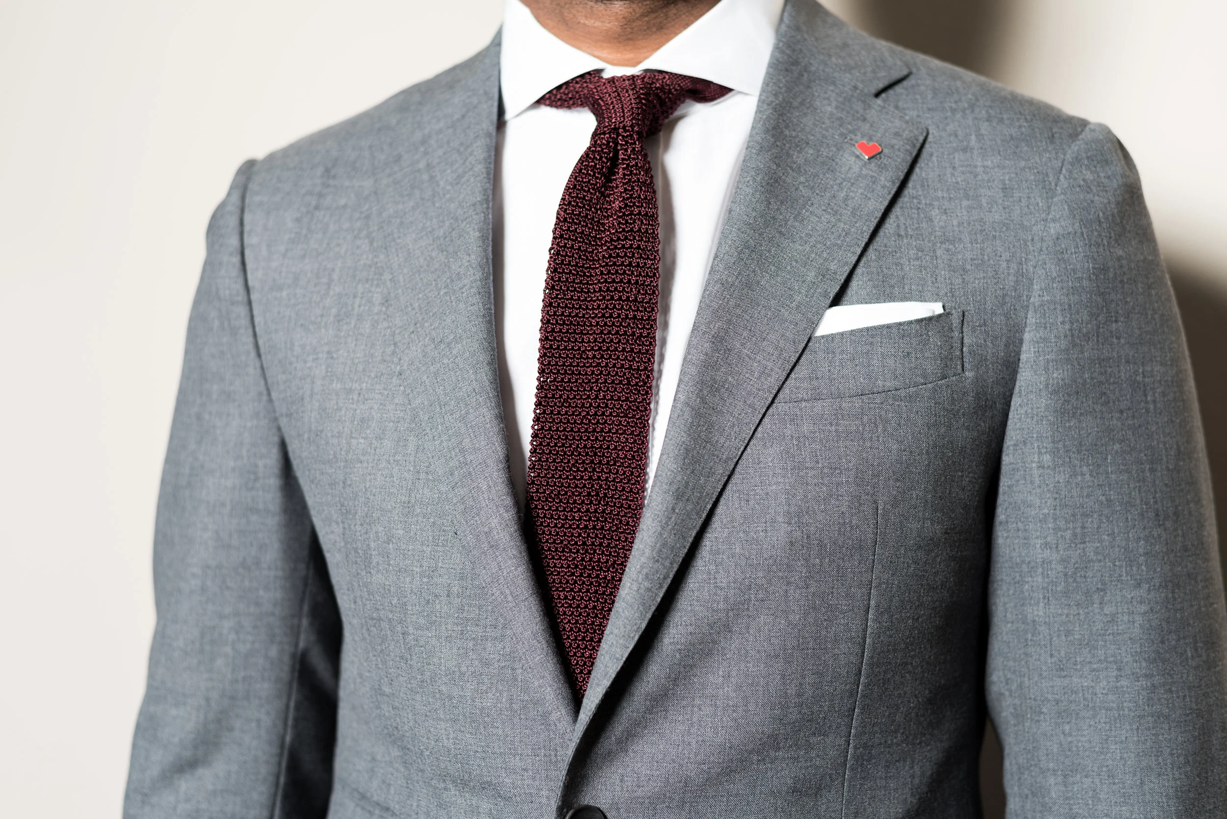 Getting a dimple in a knit tie was hard work!