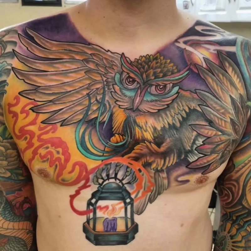 Scott Smallz Full Color Chest Tattoo