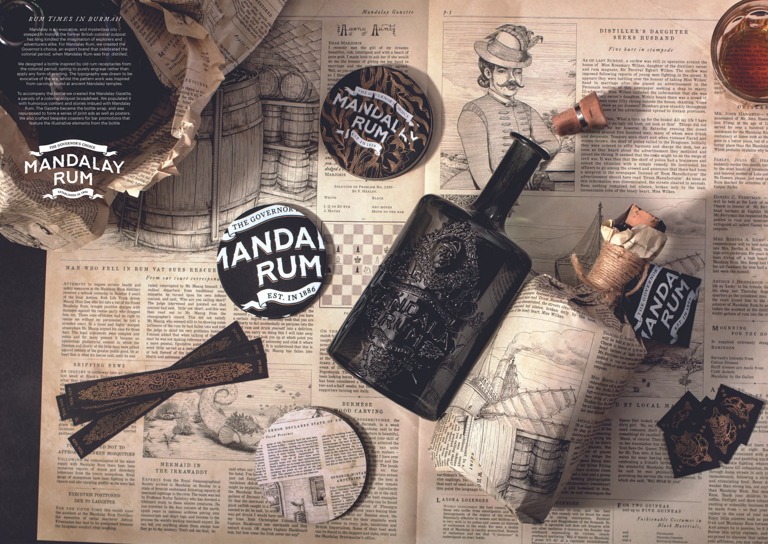 The bottle, collateral and other elements of the campaign.