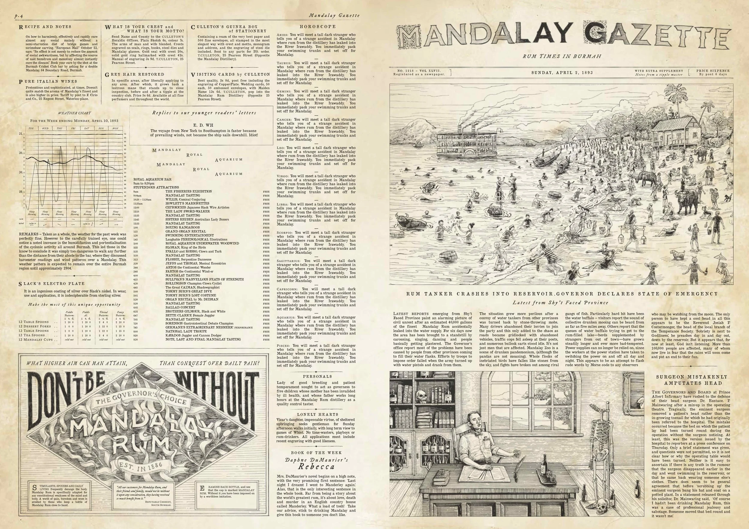 The front and back pages of the Gazette.