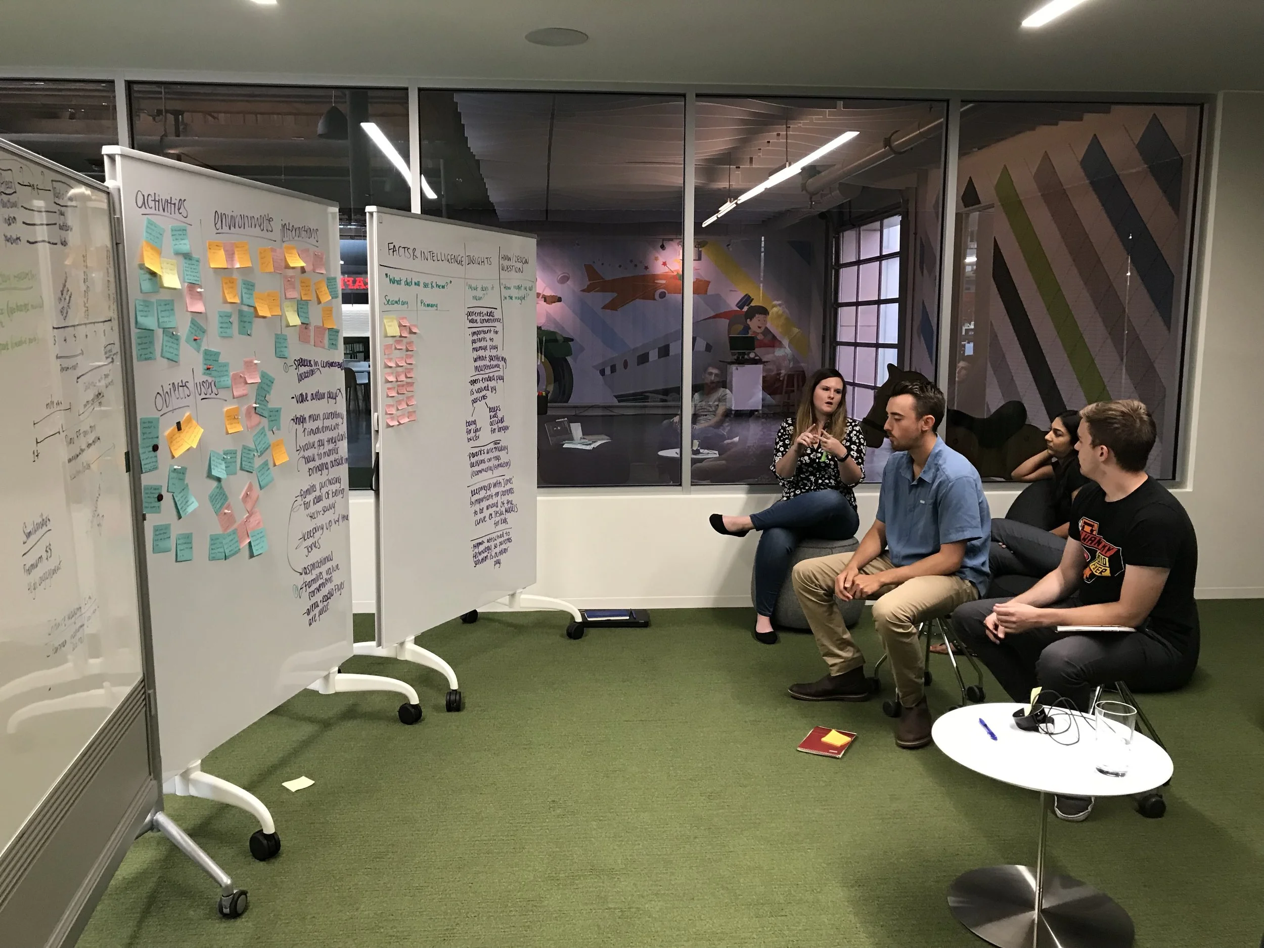 Intern team generating insights from interview notes