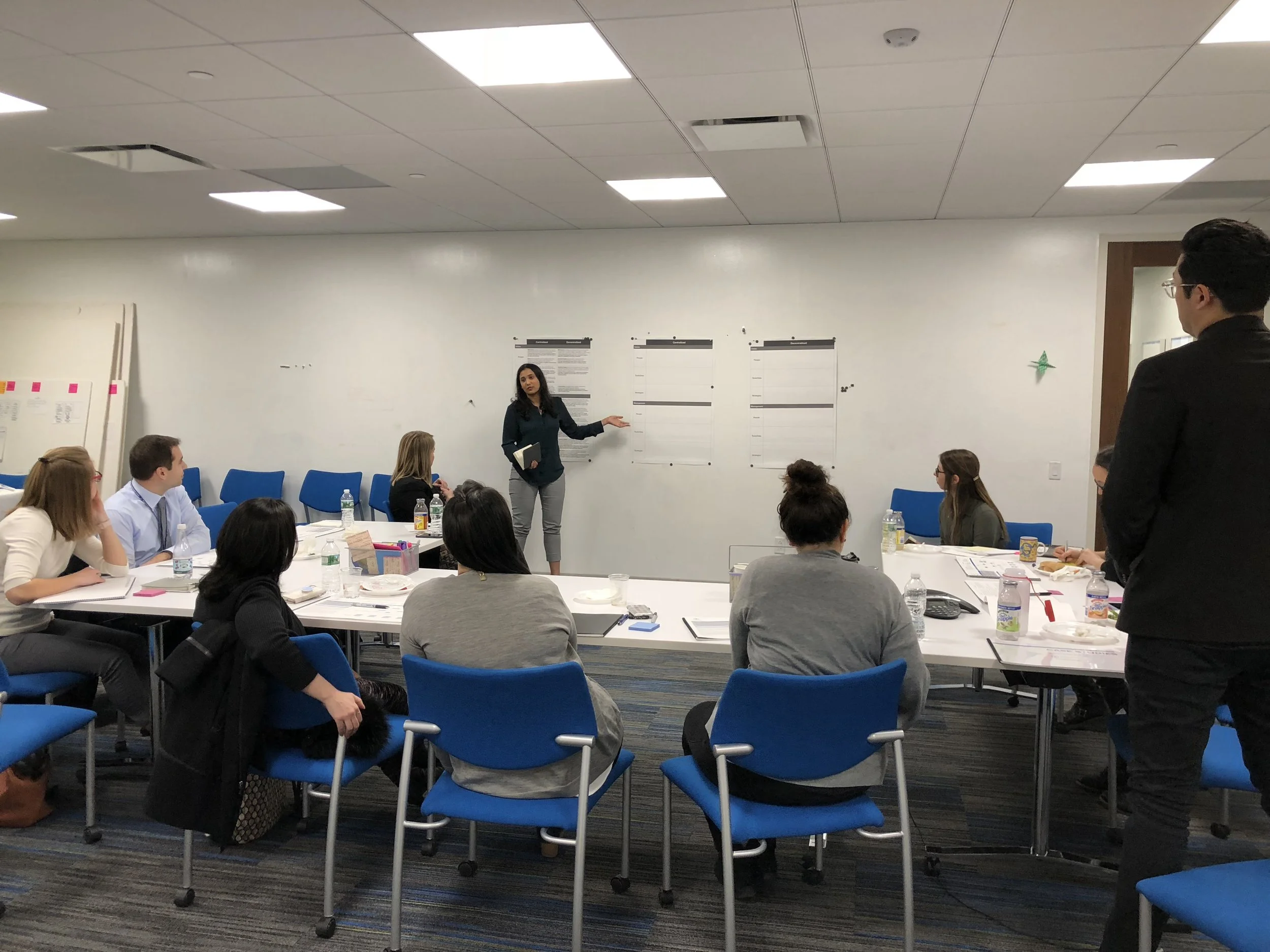 Facilitating workshop with client in New York