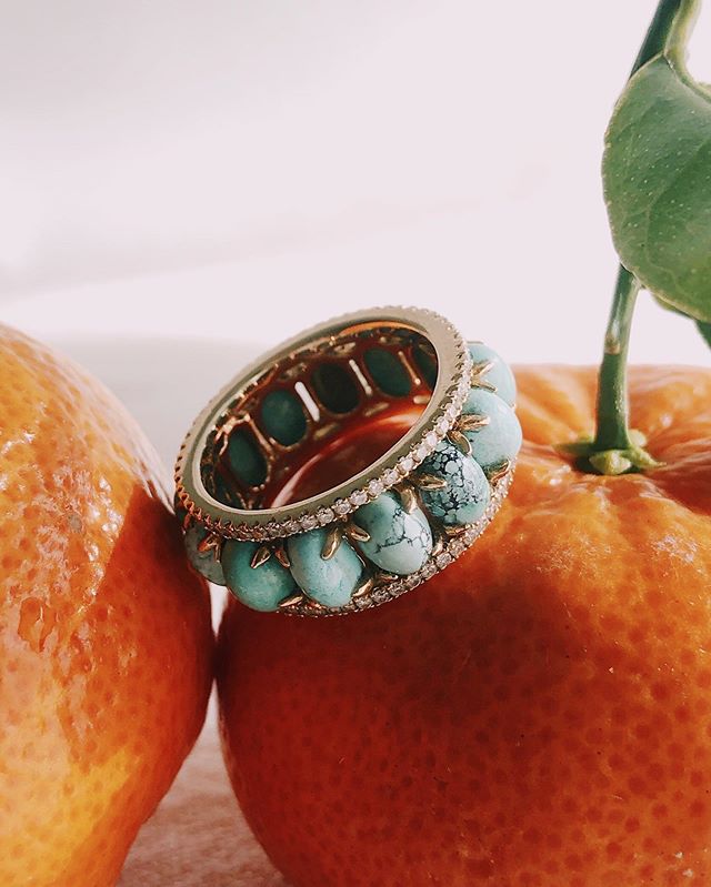 &ldquo;Summer afternoon&mdash;summer afternoon; to me those have always been the two most beautiful words in the English language.&quot; -Henry James Our Pacific Moons ring featuring cool natural turquoise and white diamonds set in 18k gold ✨
