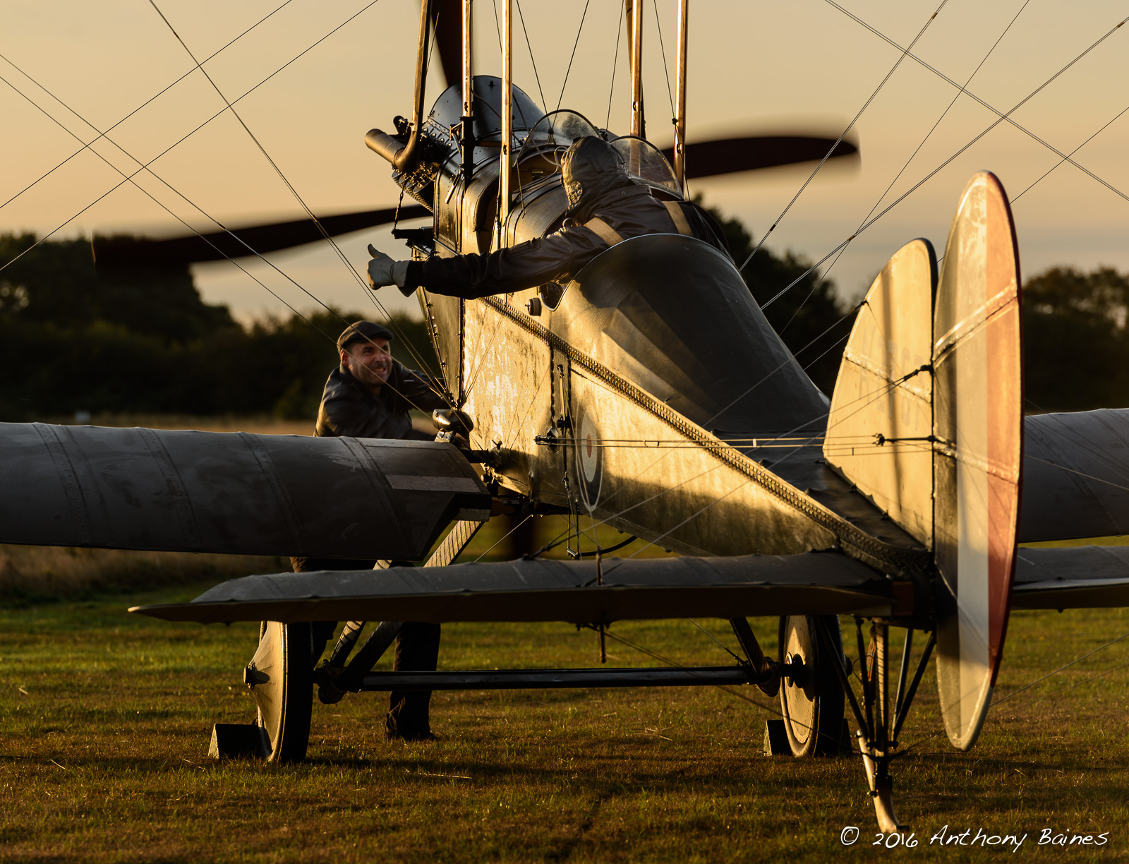 Swinging the prop on the BE2