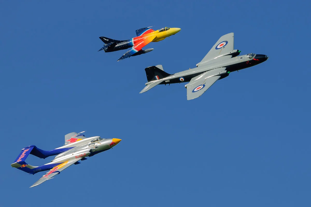 Sea Vixen, Hunter and Canberra: cold war era jets photographed on a D70 at Lydd, 2006