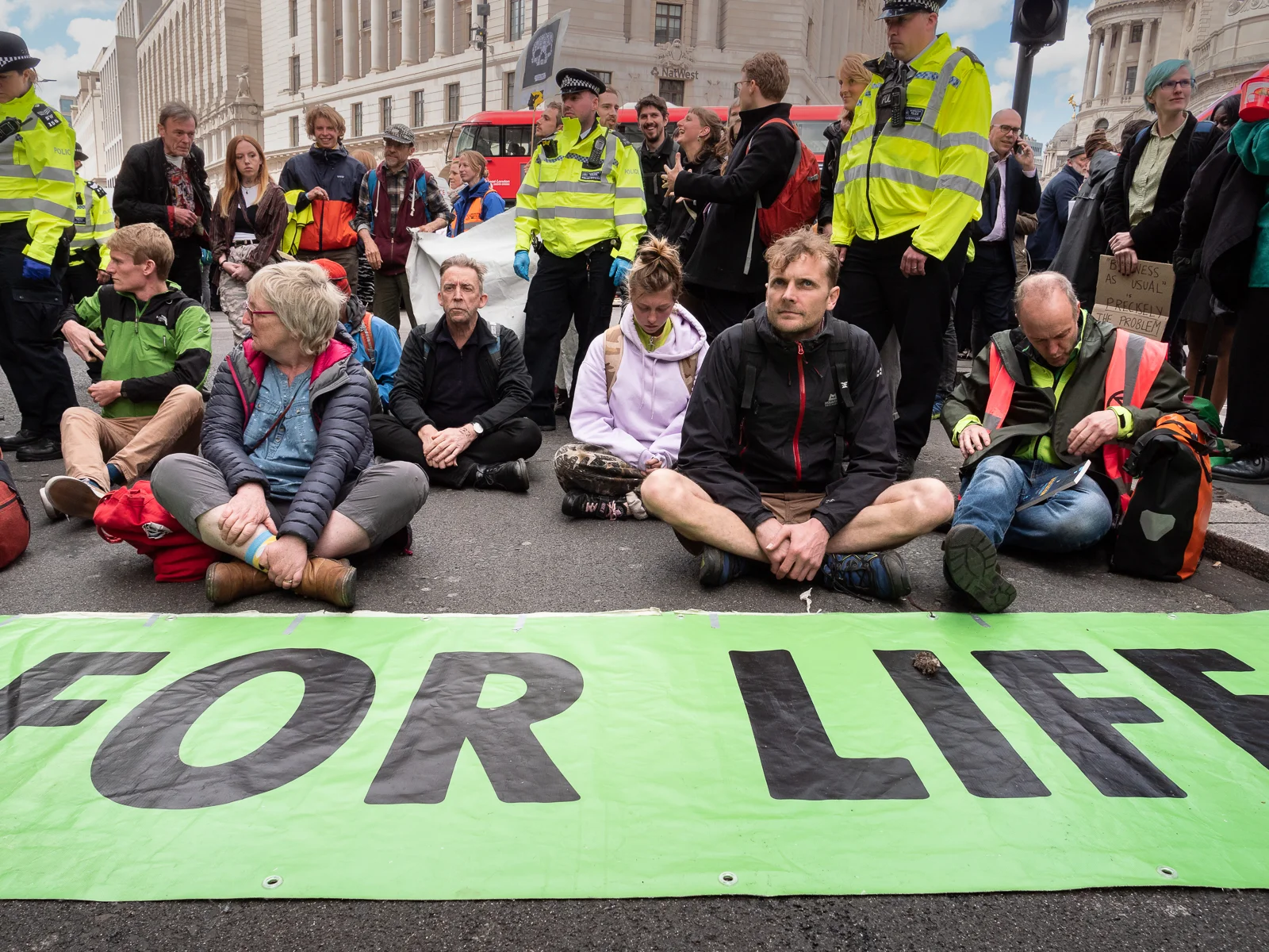 A gap where a protestor had been removed