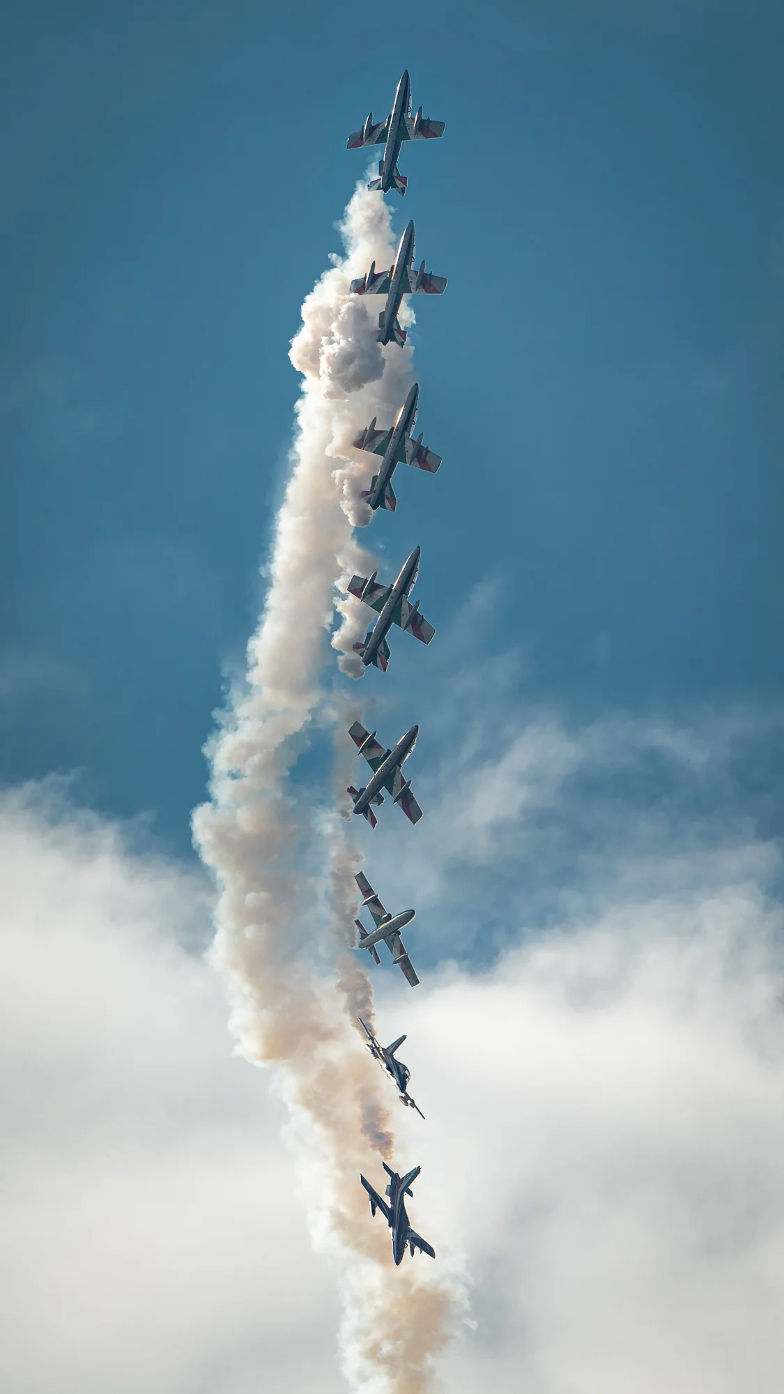 Frecce Tricolori tailslide and flip. Composite image.