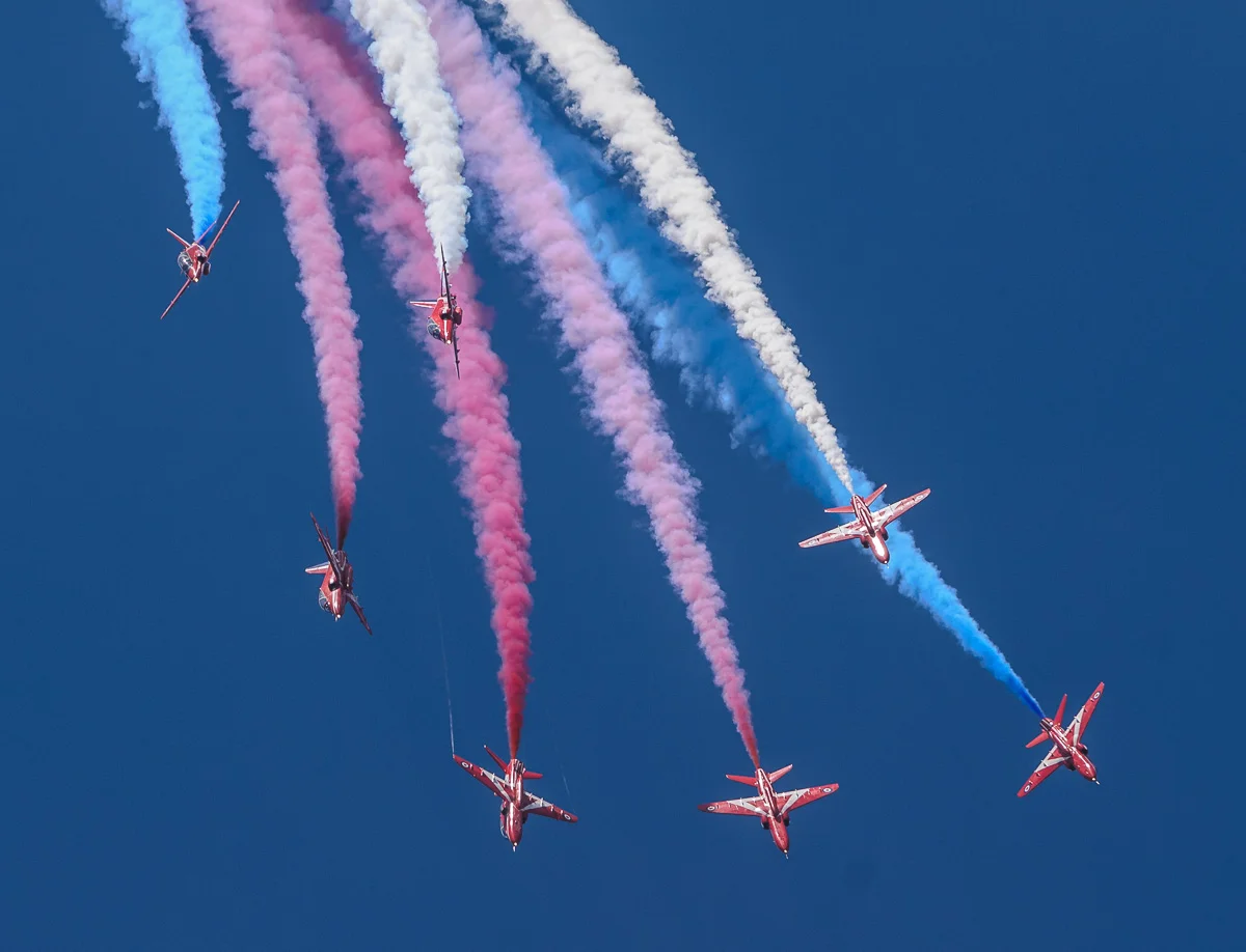 Red arrows and smoke trails