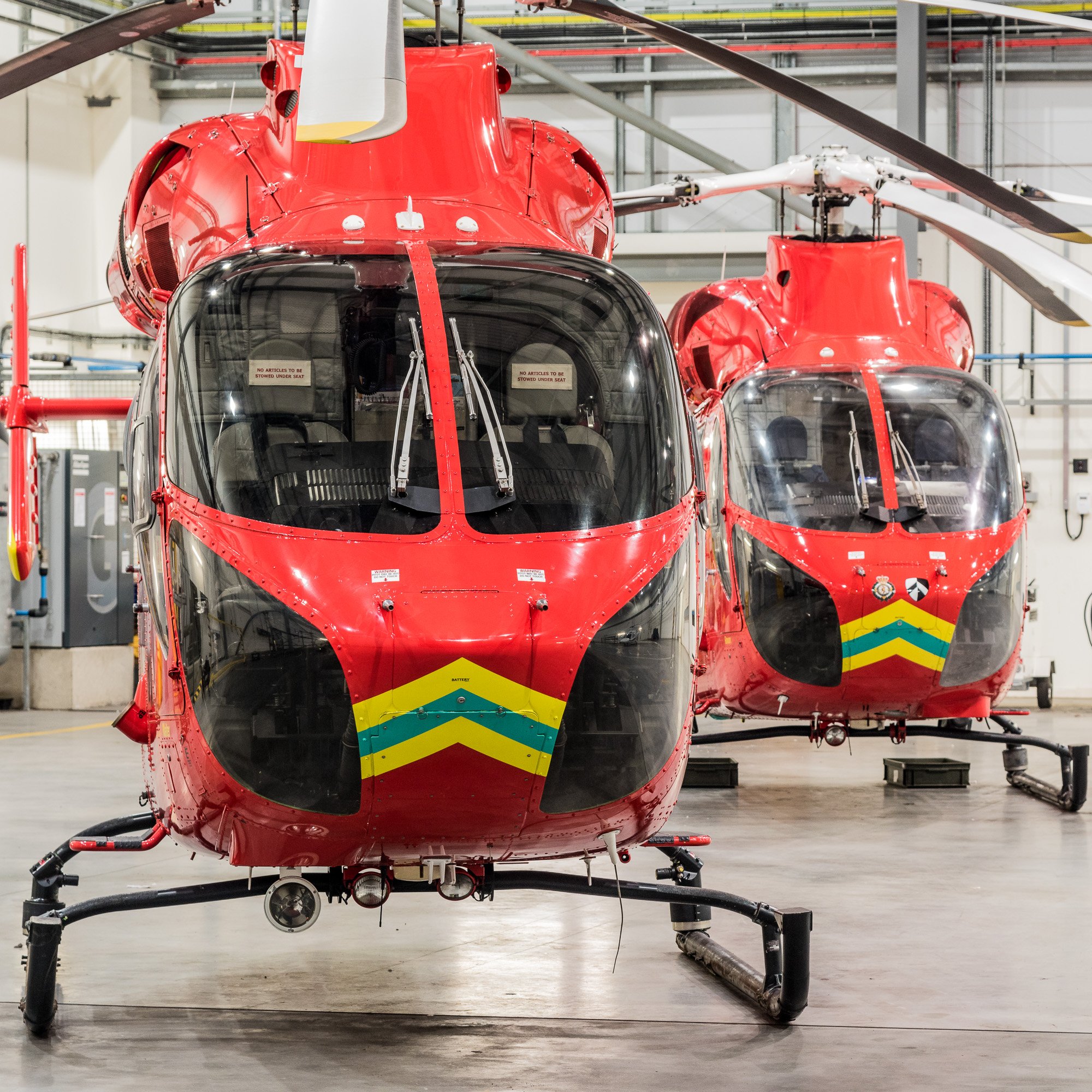 Two London Air Ambulances hangared at Northolt