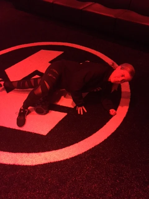 Foam rolling and trying not to cry!