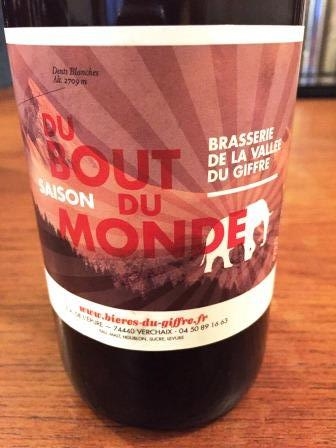 Du Bout Du Monde Saison from Brasserie de la Vallee Du Giffre (Not Giraffe like we badly translate in the Podcast!)