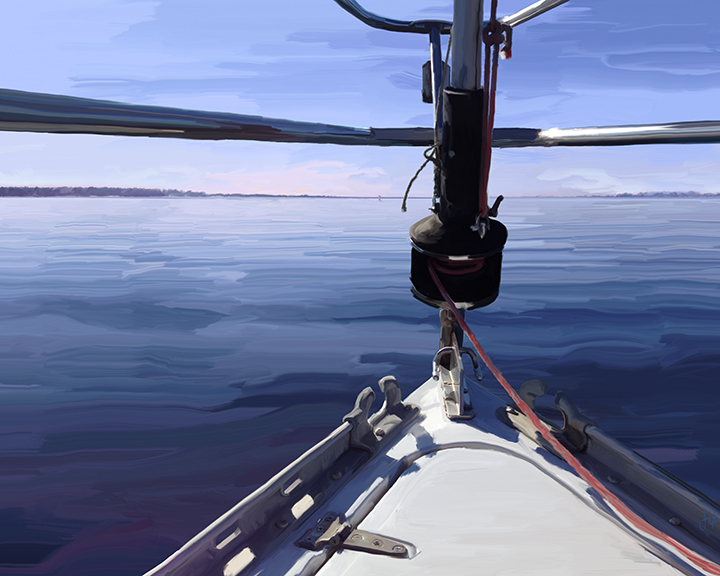 "Seeking the Horizon" - Sailboat Painting