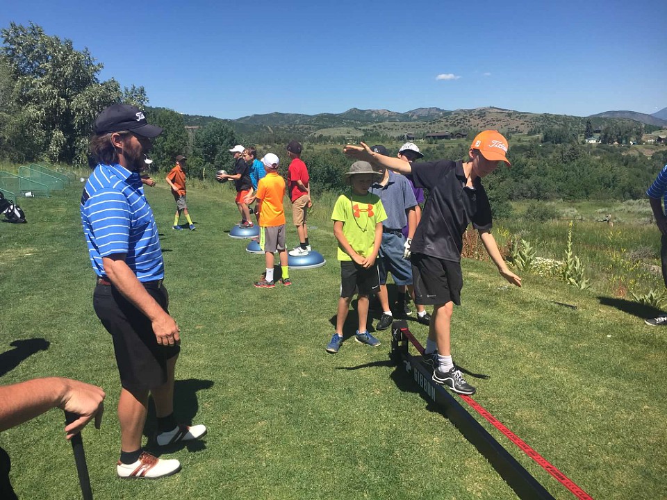 Five time Olympic skier Casey Puckett works with our 10-12 year old boys with importance of balance and core strength in the golf swing