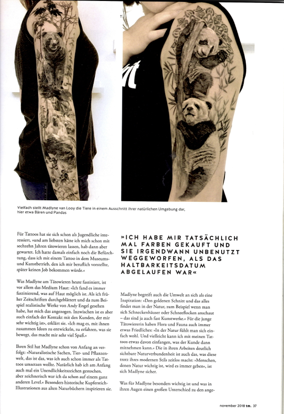 TätowierMagazin - Ausgabe 273 - Madlyne van Looy Tattoo &amp; Art - Fineline Tattoos