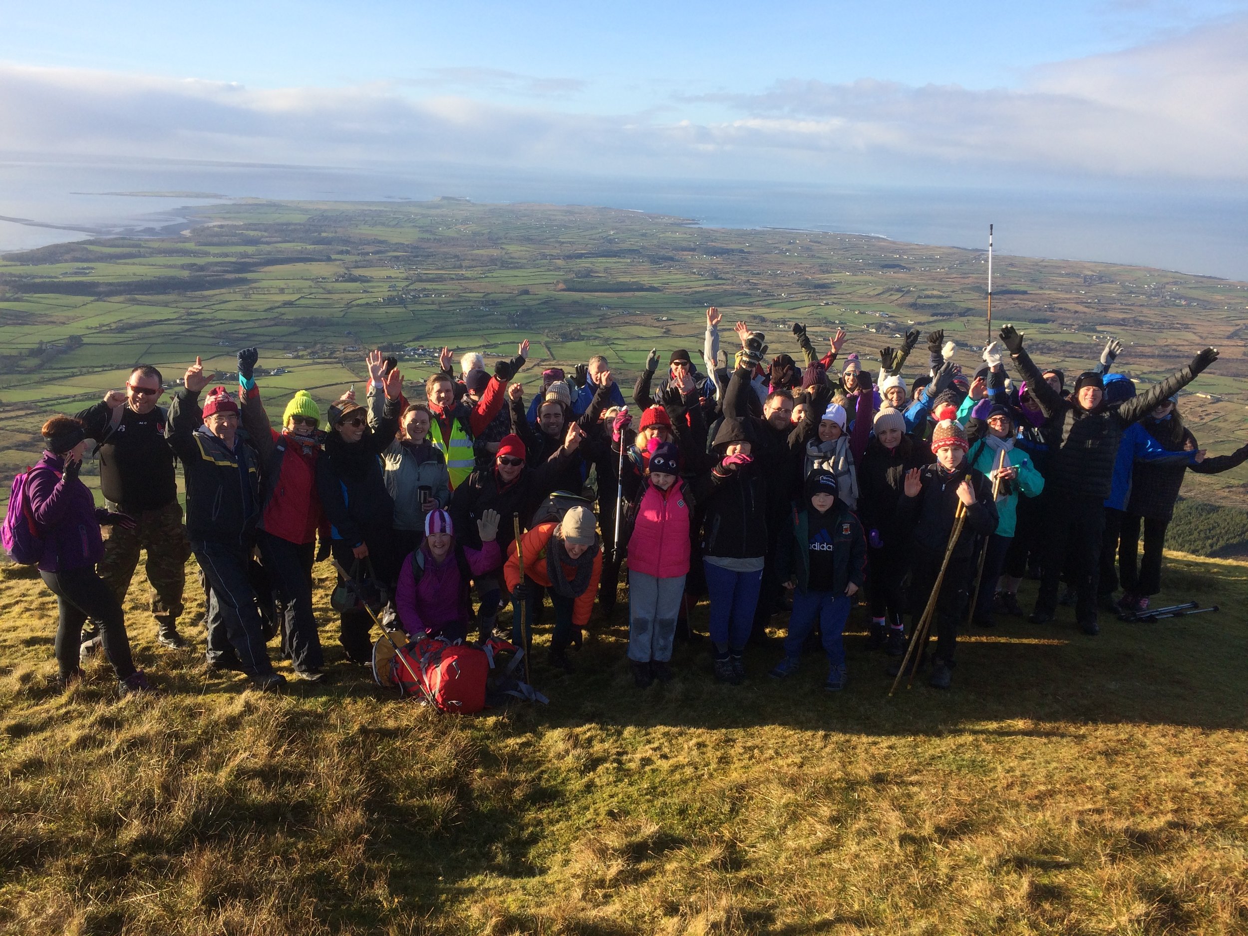 On Monday the 2nd January 2017 a group of 49 hikers climbed Benbulben on a beautiful clear day with lots of winter sunshine. All enjoyed the stunning views and great craic. A great way to blow away the winter blues and we wish all a Happy New Year. 