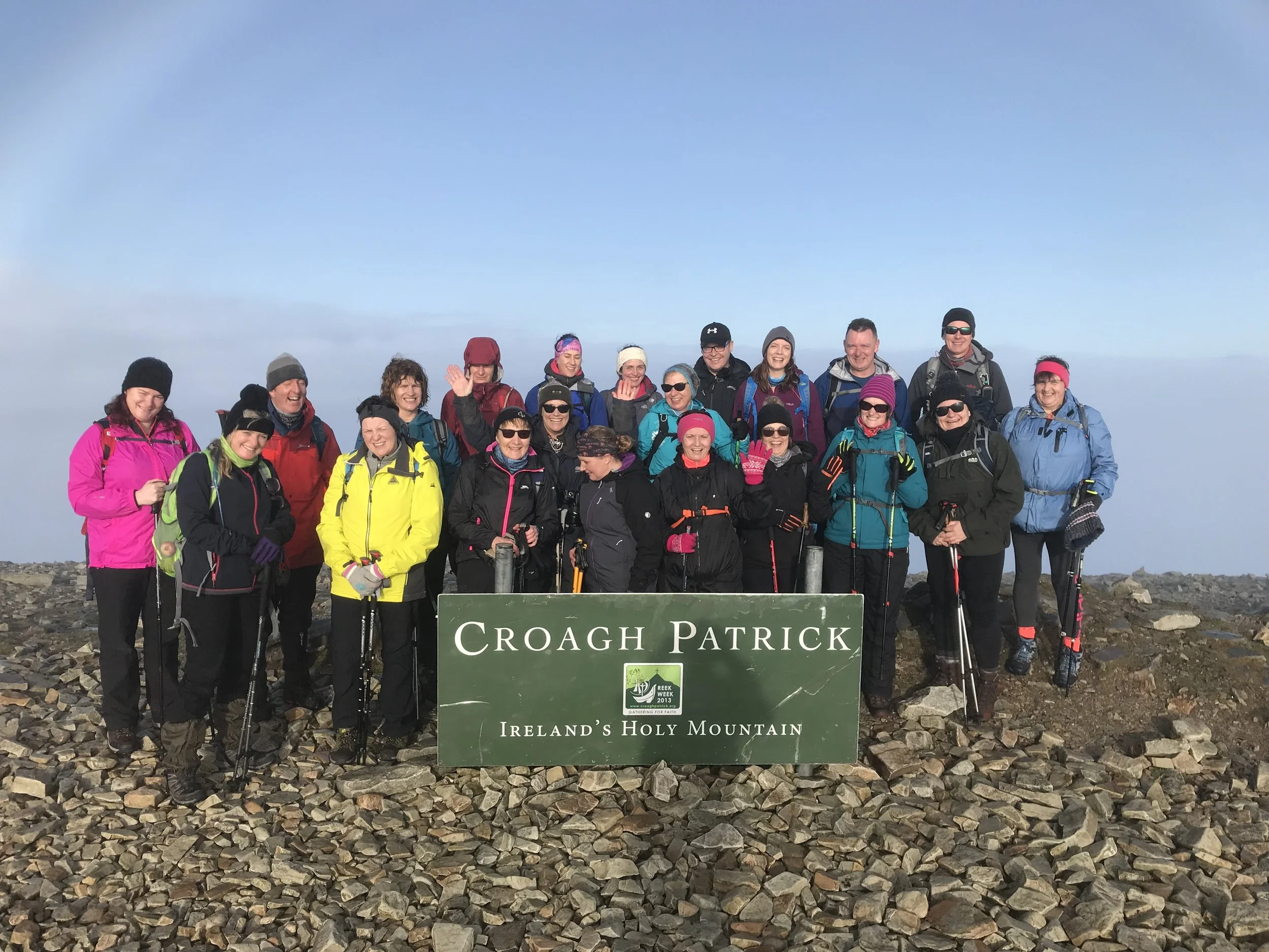      

 
   Croagh Patrick via Bengoram - a unique approach  Fabulous day climbing Croagh Patrick today via Bengoram. The day started dull damp and foggy. However as we ascended into the fog the sun appeared. The valley remained hidden. We were almos