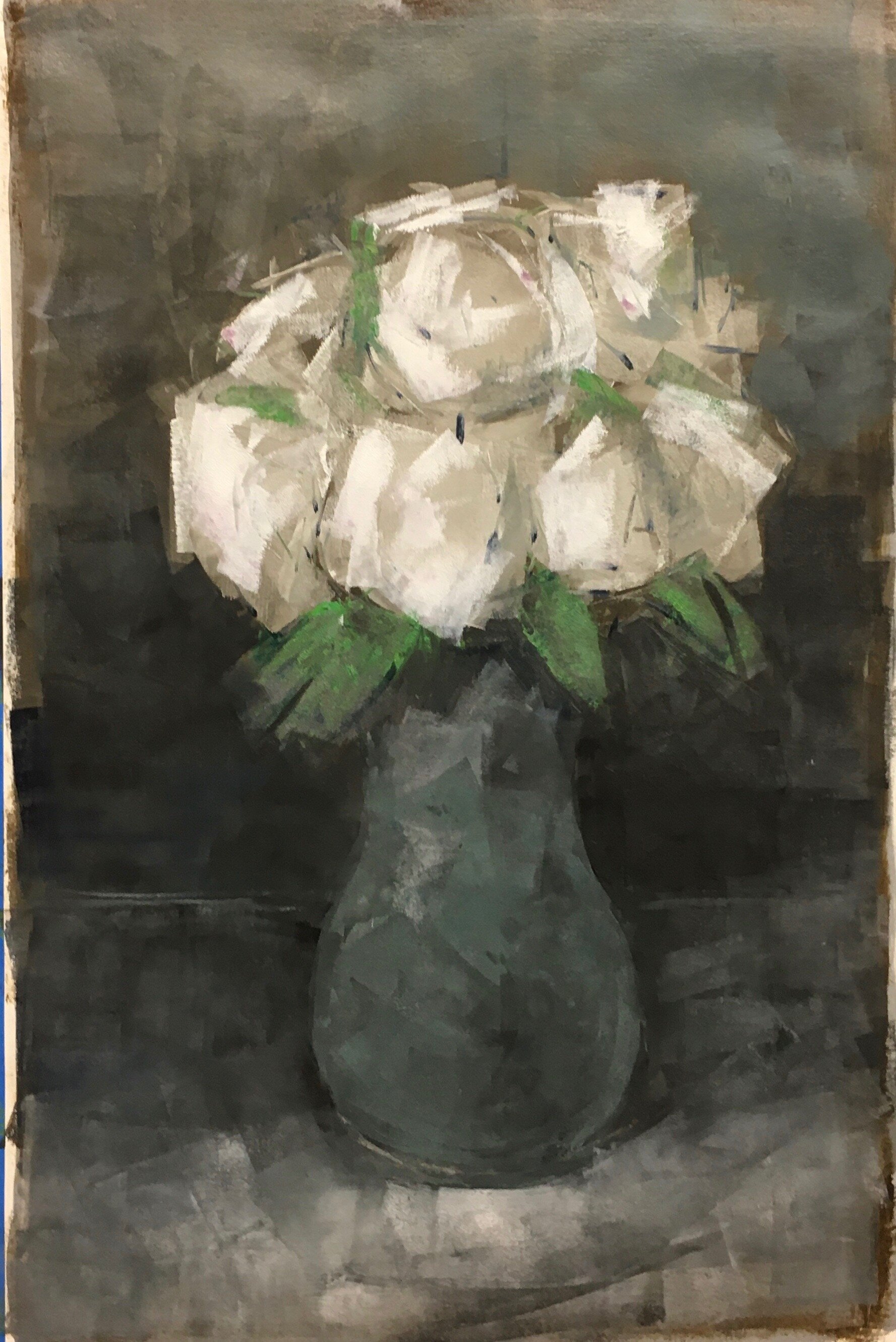 Peonies, Oil on Paper, 15 by 22 inches, 2018.