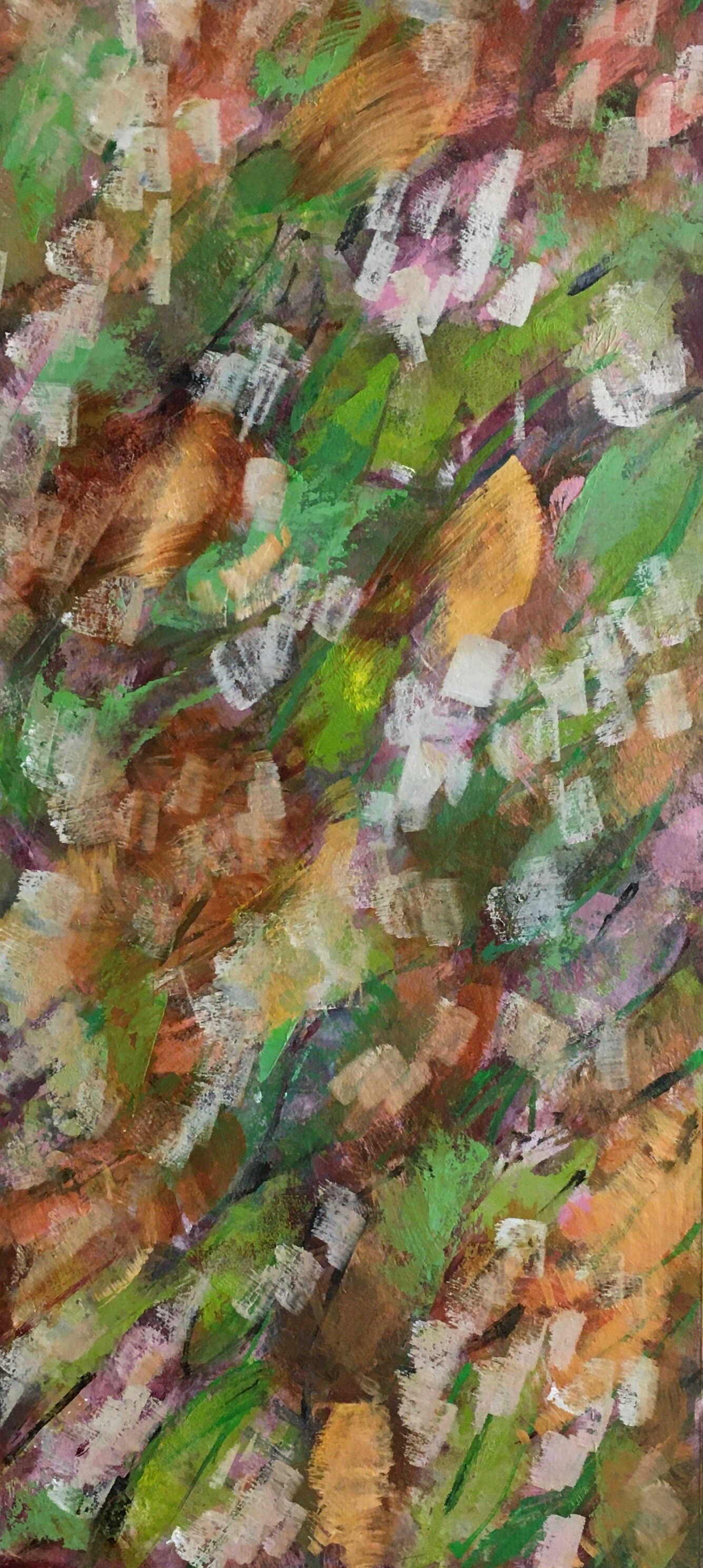 Petals and Leaves, Oil on Paper,6 by 15 inches, 2020.