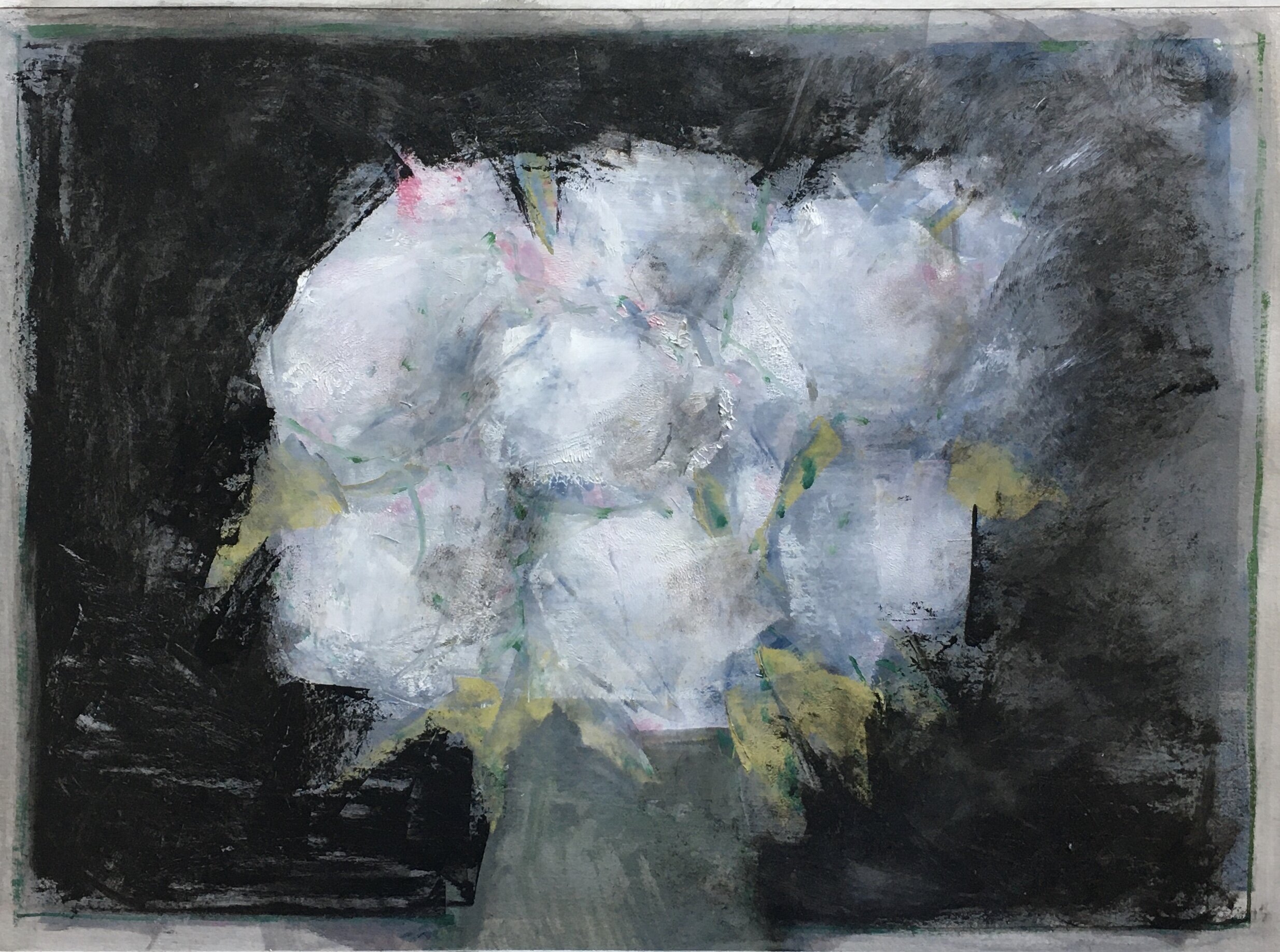 Peonies, Oil on Paper, 13 by 15 inches, 2018.