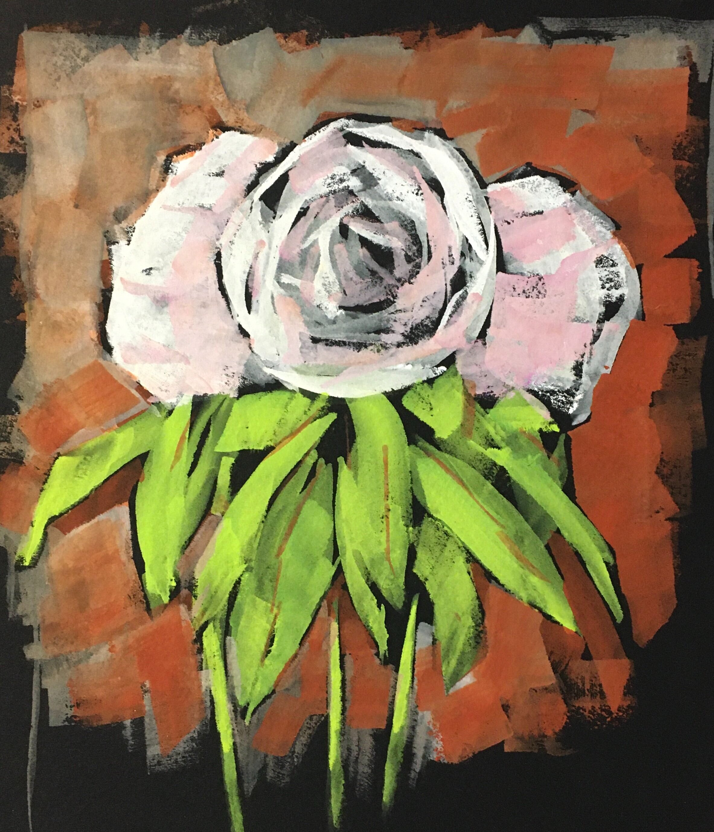 Peonies, Gouache, 9 by 12 inches inches, 2021.