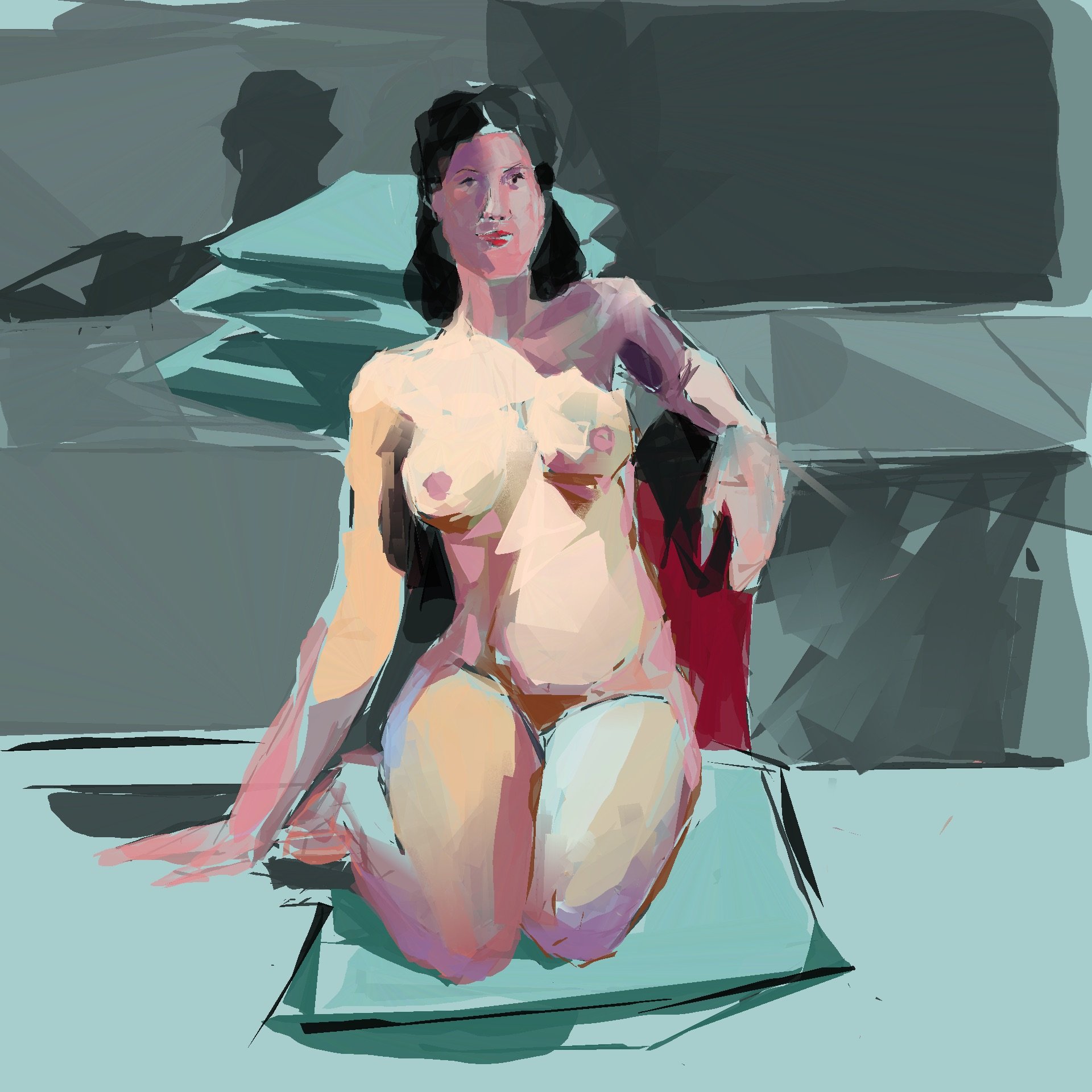 C. R. Seated, Digital Painting, 24 by 24 inches, 2022.