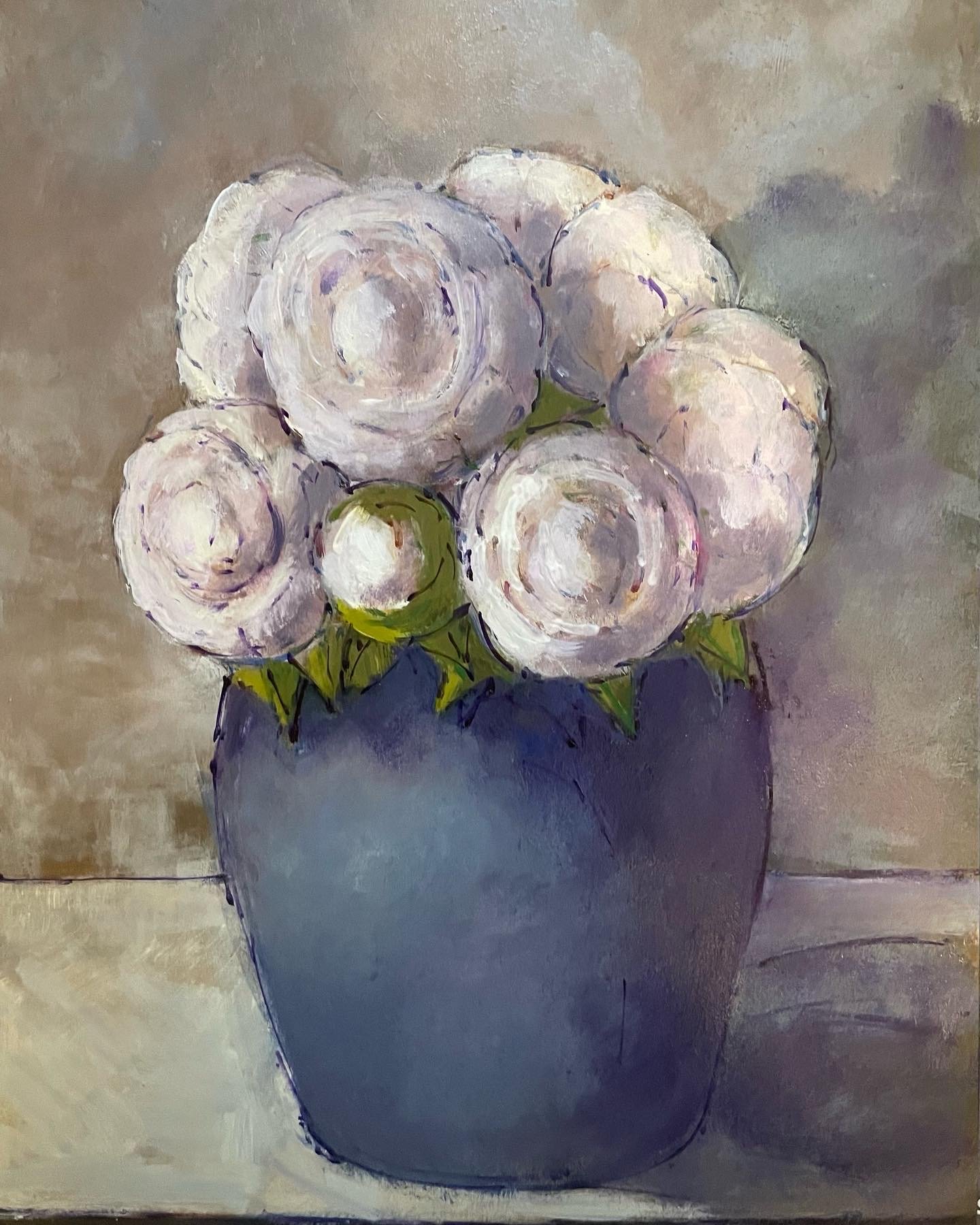 Peonies, Oil on Panel, 9 by 12 inches inches, 2022.