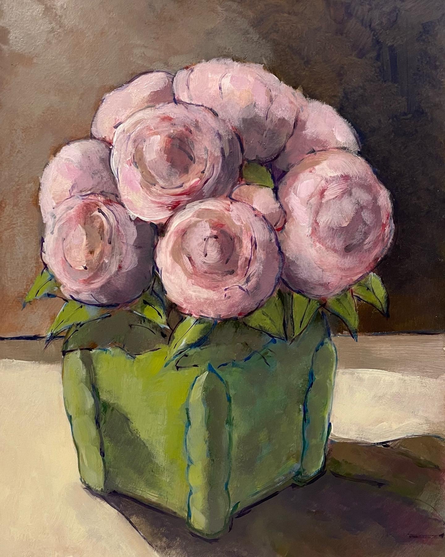 Peonies, Oil on Panel, 9 by 12 inches inches, 2022.