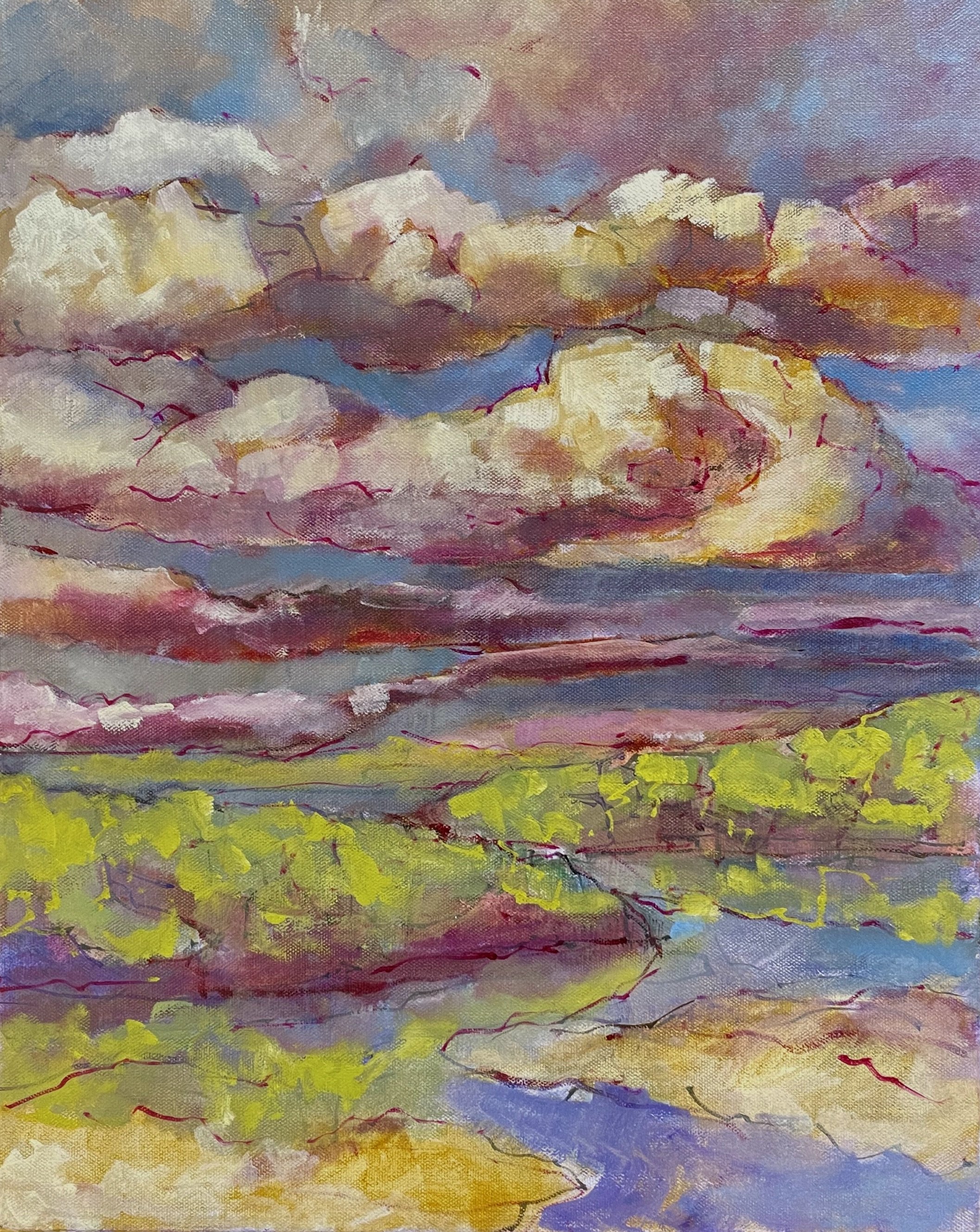 Lake Scape Variation, Oil on Panel, 16 by 20 inches, 2022.