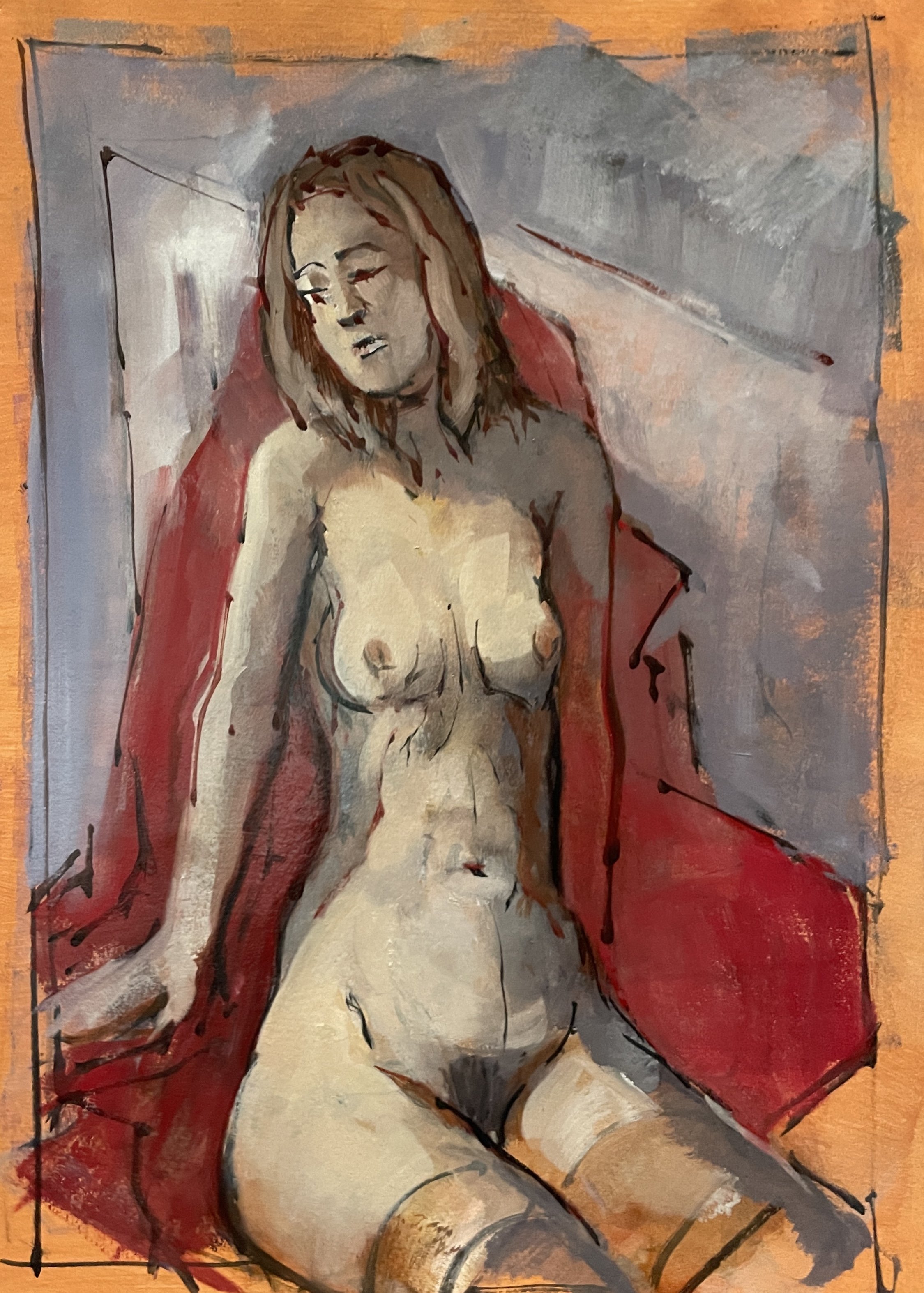 T.C. Seated, Oil on Paper, 13 by 15 inches, 2022.