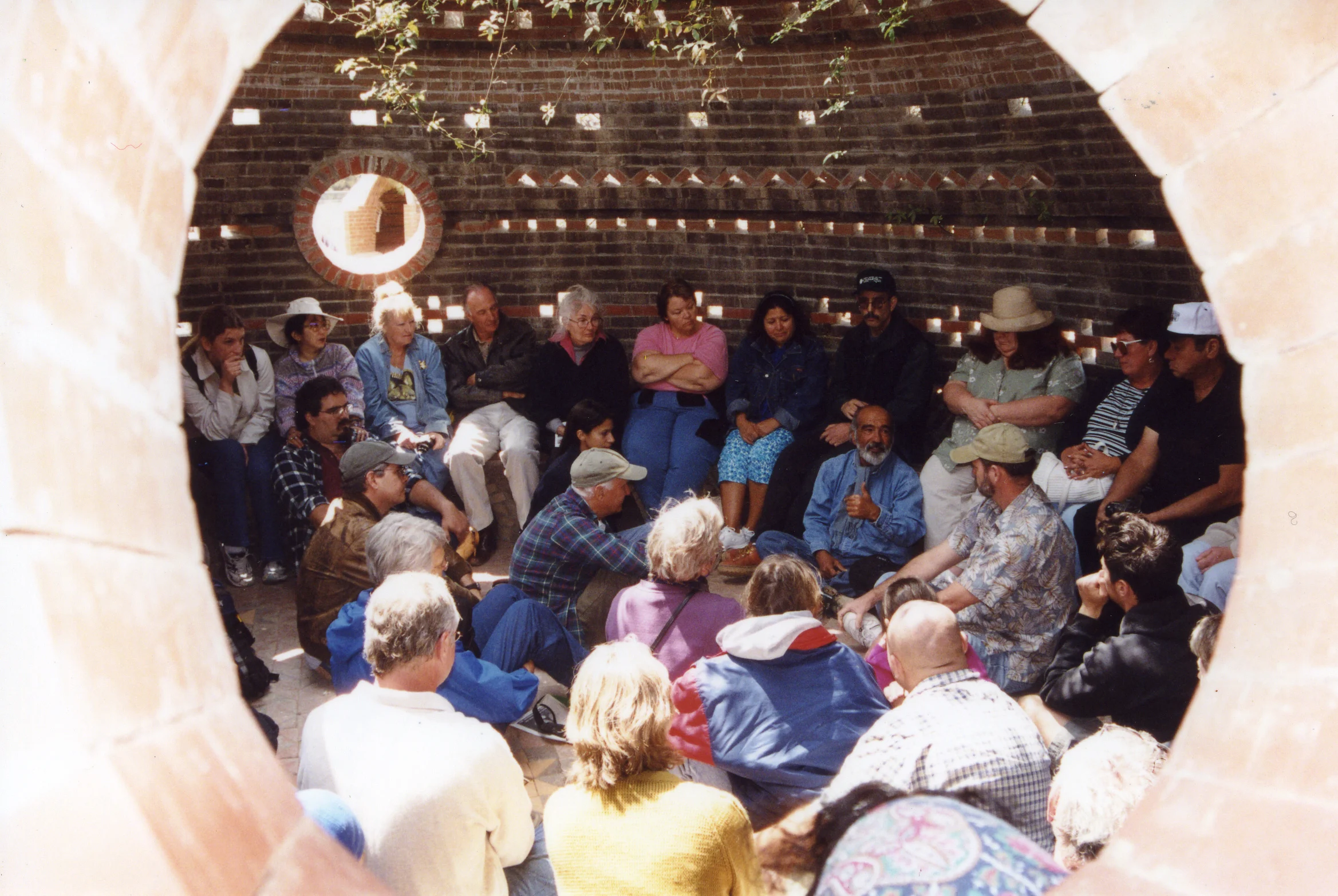 speaking to visitors at calearth