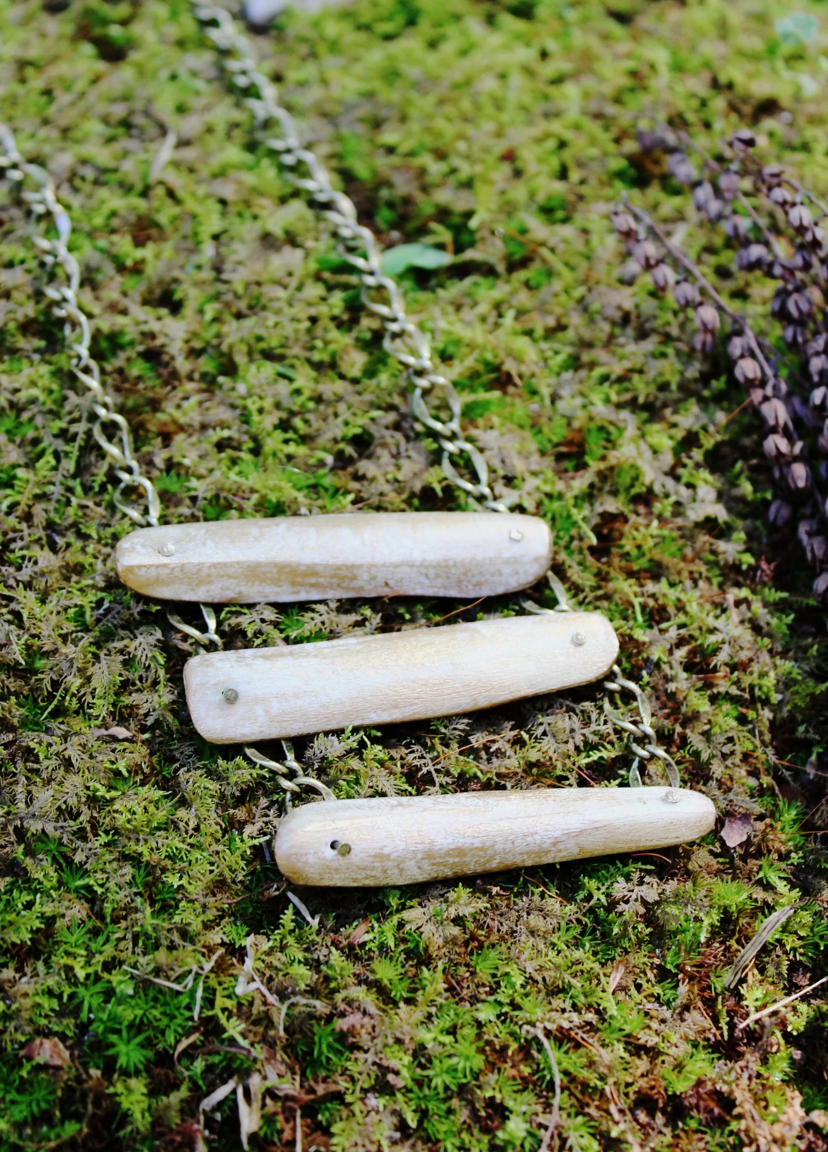 Gold Brushed Bone Stack with Antiqued Gold Tone Chain