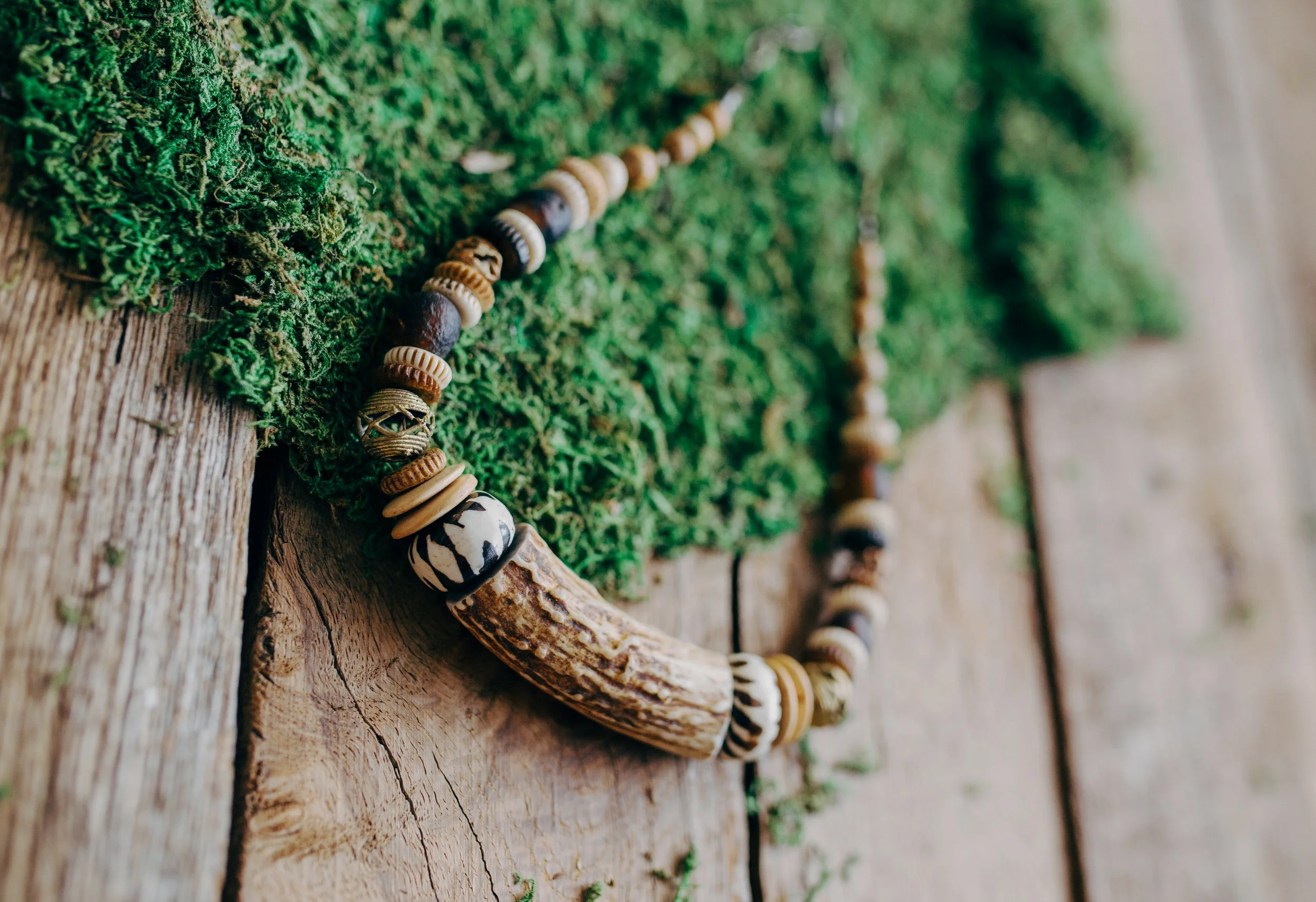 Antler Collar with African Trade Beads