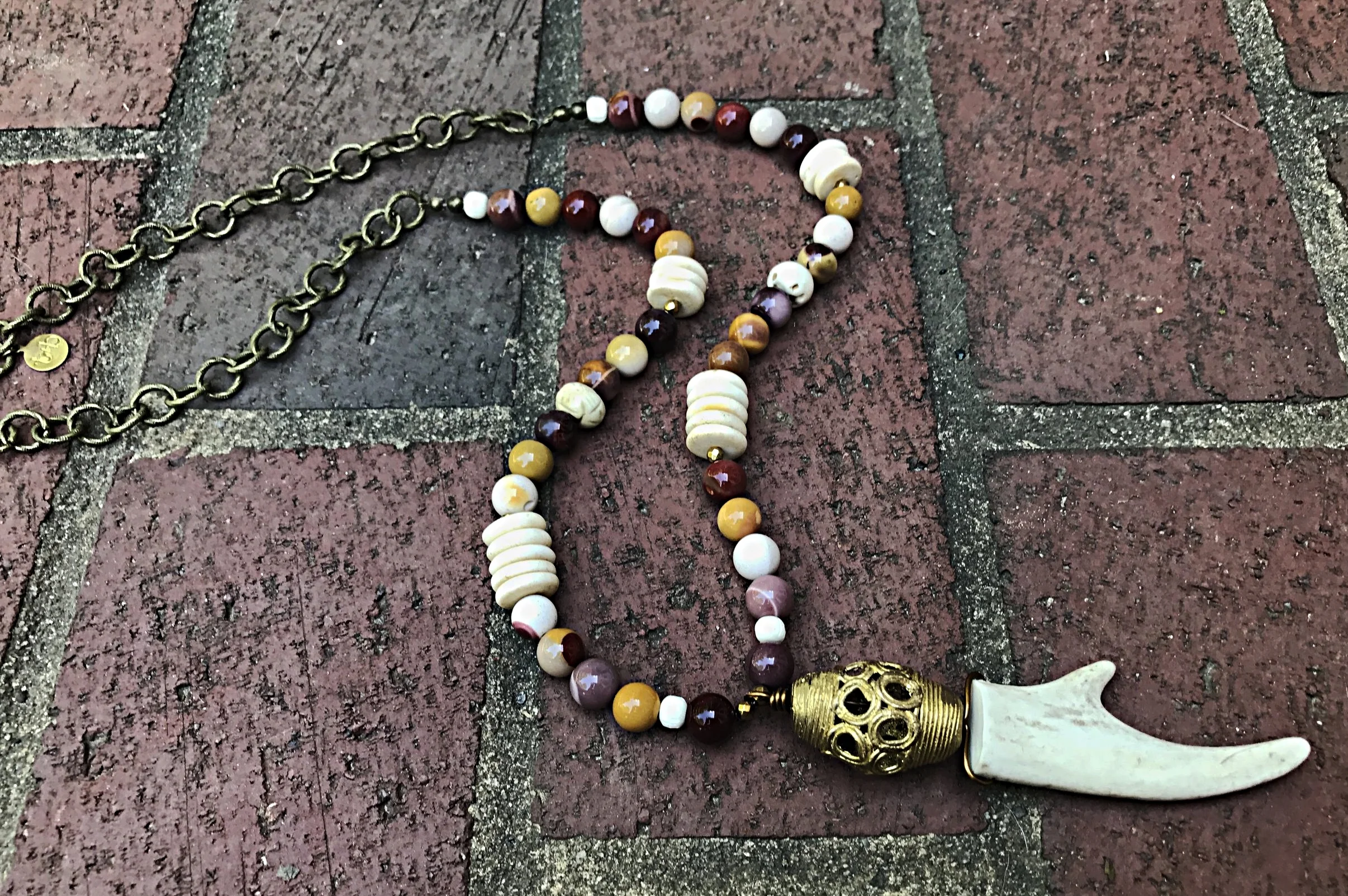 Double Point Antler on Mookaite Jasper