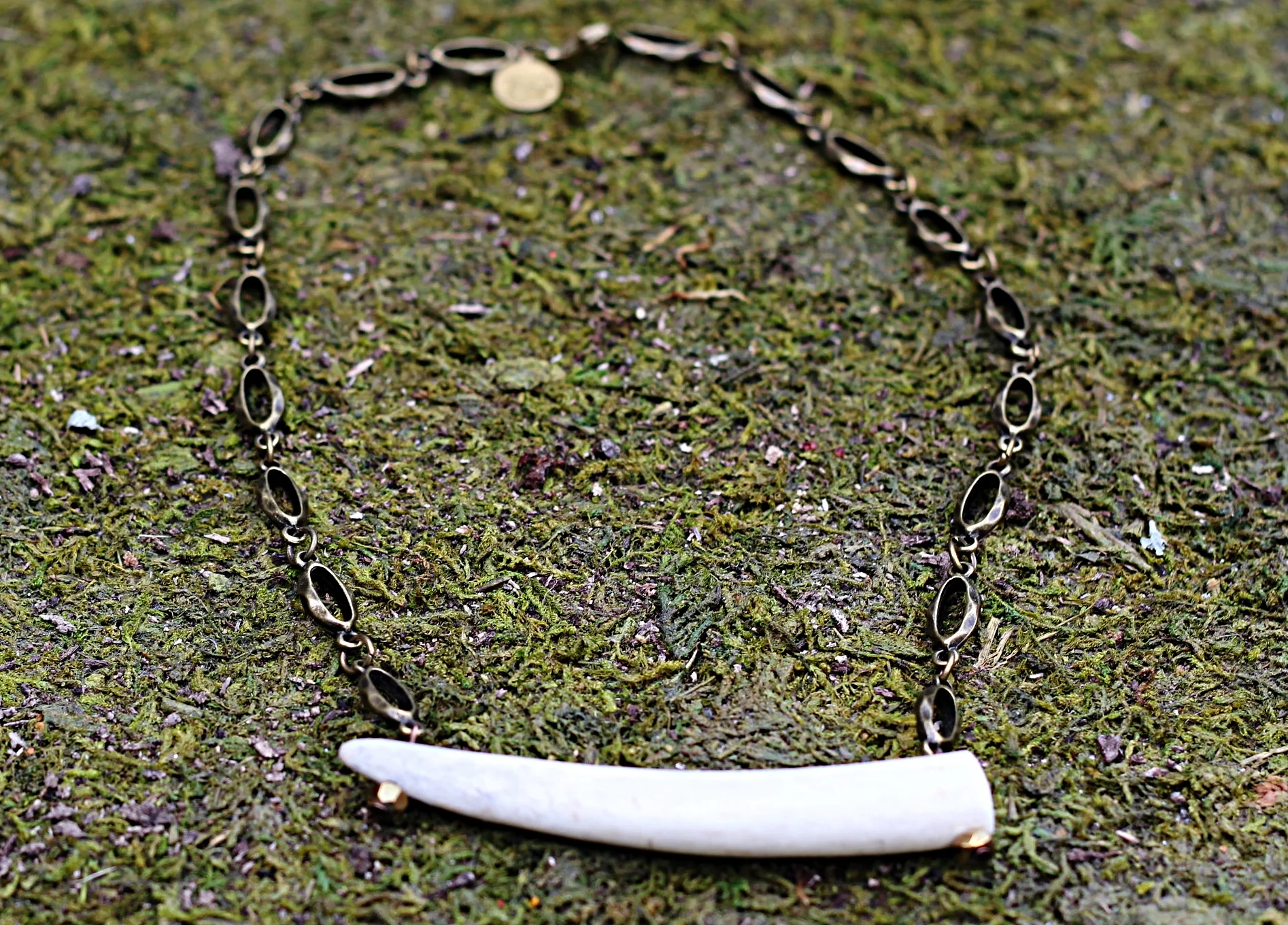Antler on Antiqued Gold Chain