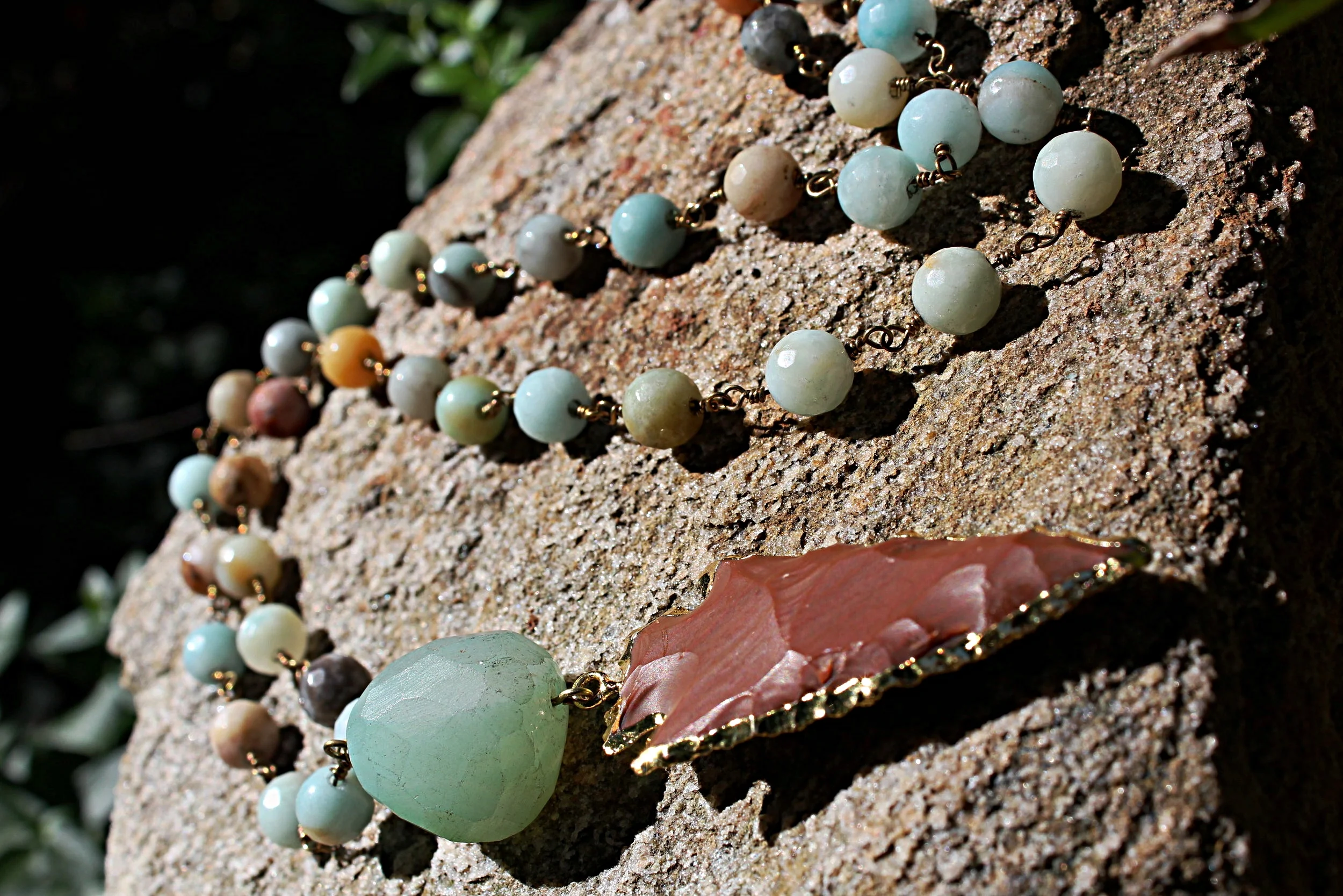 Jasper Arrowhead on Amazonite Rosary
